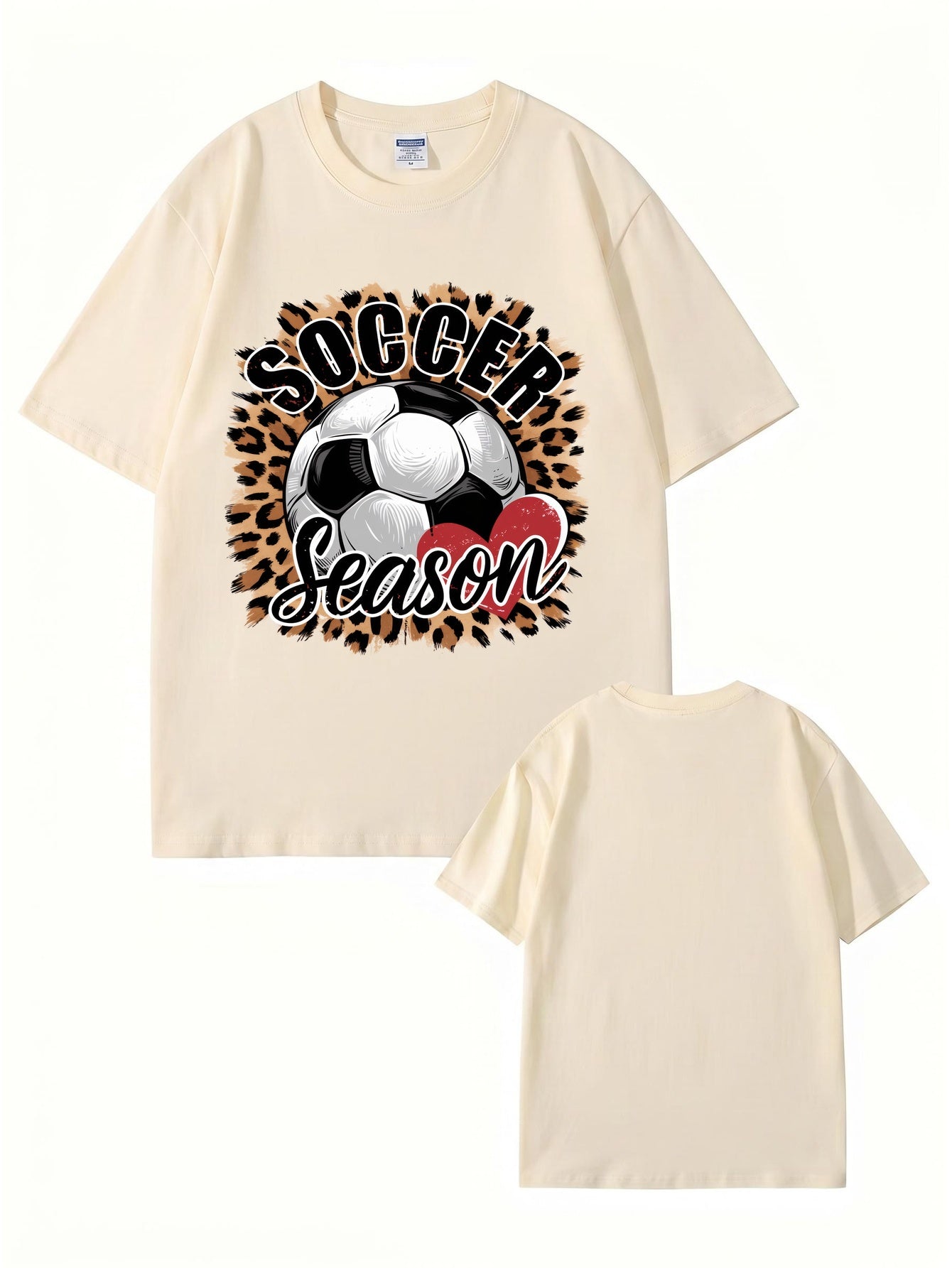 Soccer Season Leopard Print Graphic T-Shirt | Sporty Casual Cotton Tee