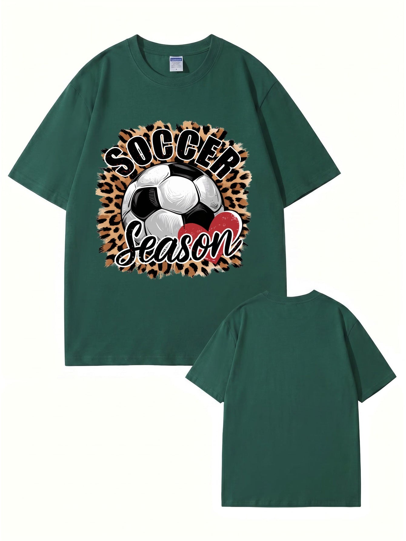 Soccer Season Leopard Print Graphic T-Shirt | Sporty Casual Cotton Tee