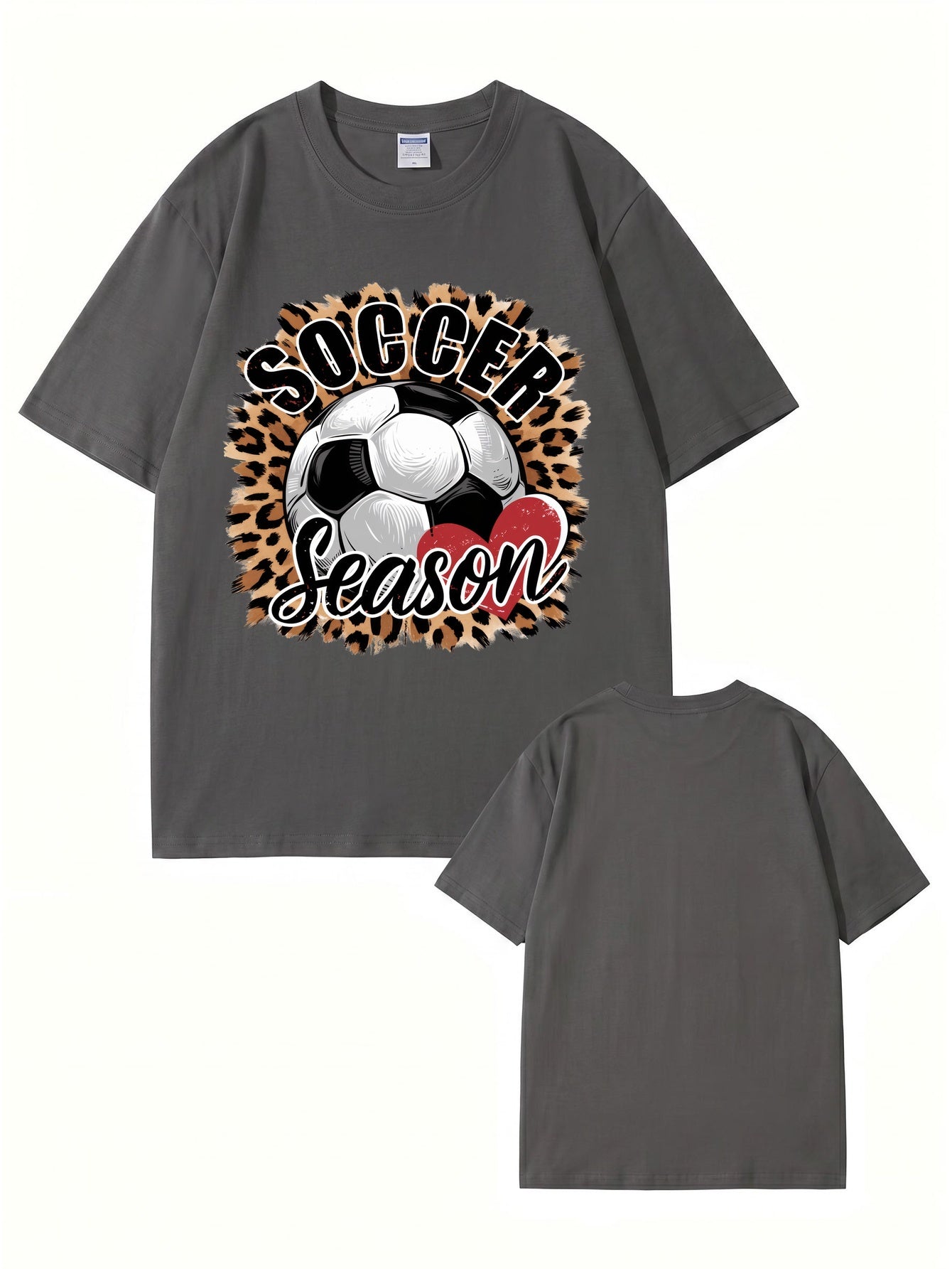 Soccer Season Leopard Print Graphic T-Shirt | Sporty Casual Cotton Tee