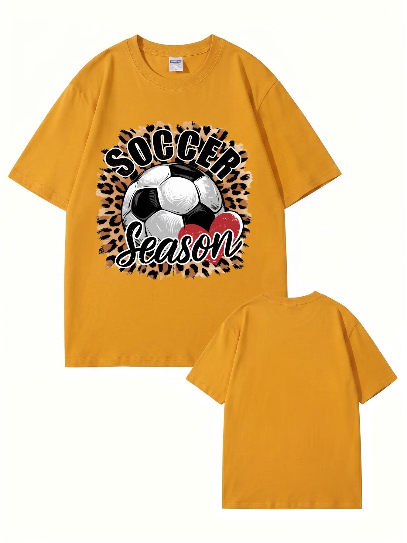 Soccer Season Leopard Print Graphic T-Shirt | Sporty Casual Cotton Tee