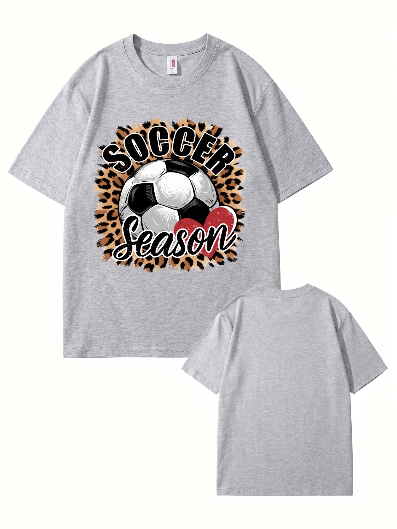 Soccer Season Leopard Print Graphic T-Shirt | Sporty Casual Cotton Tee