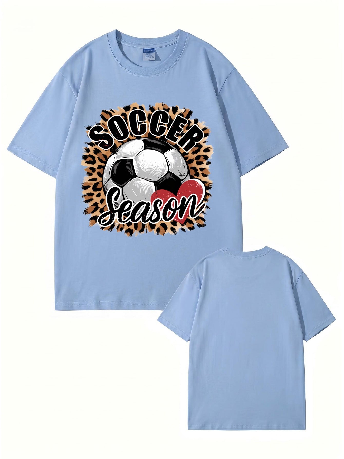Soccer Season Leopard Print Graphic T-Shirt | Sporty Casual Cotton Tee
