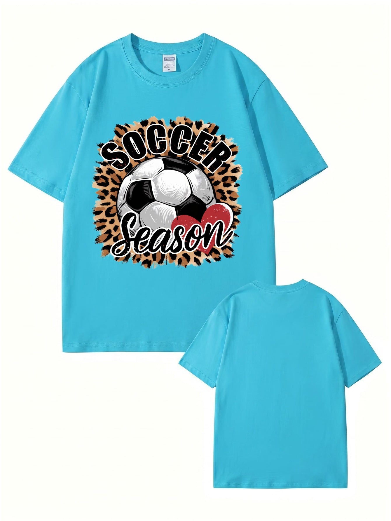Soccer Season Leopard Print Graphic T-Shirt | Sporty Casual Cotton Tee
