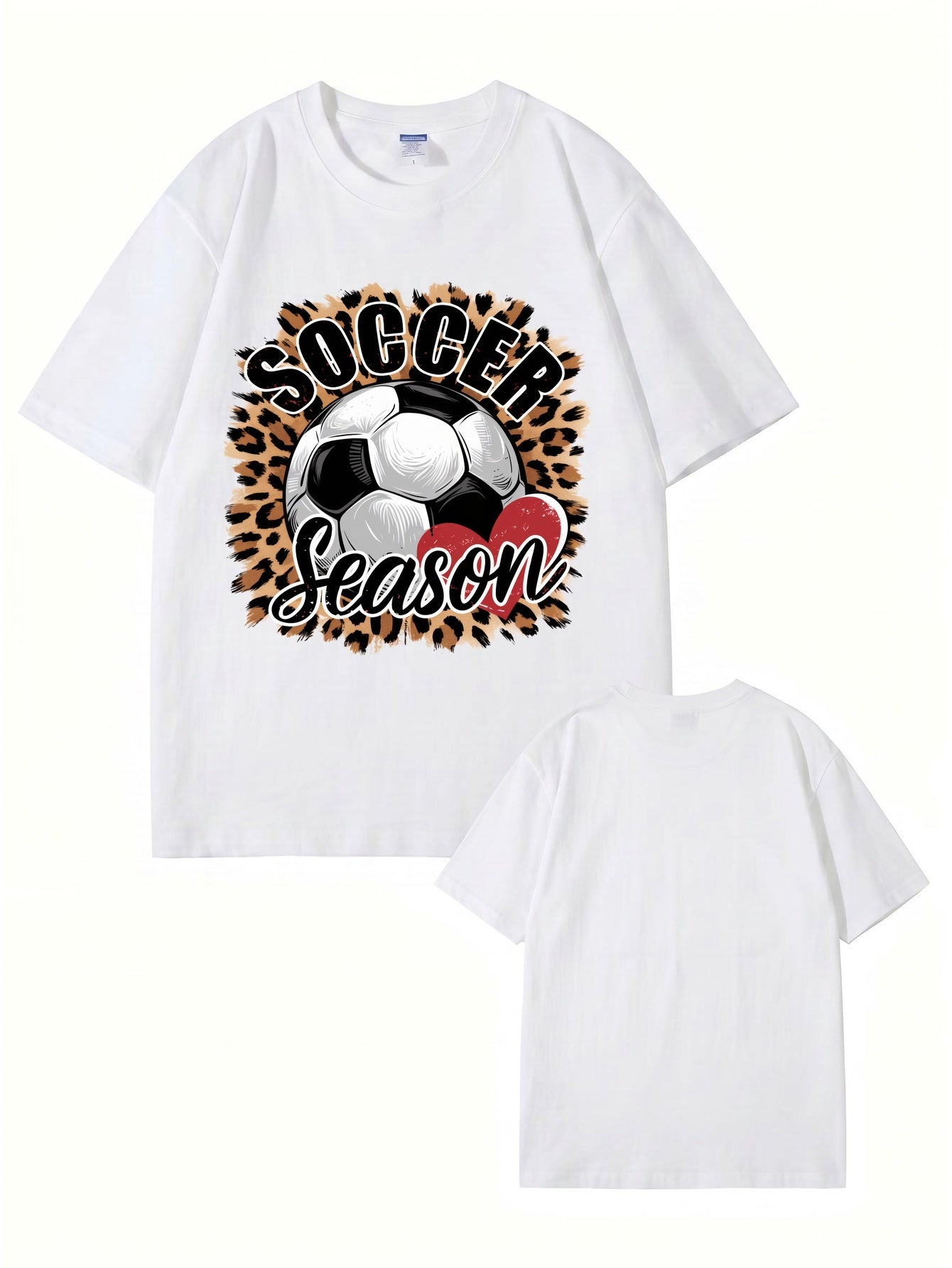 Soccer Season Leopard Print Graphic T-Shirt | Sporty Casual Cotton Tee