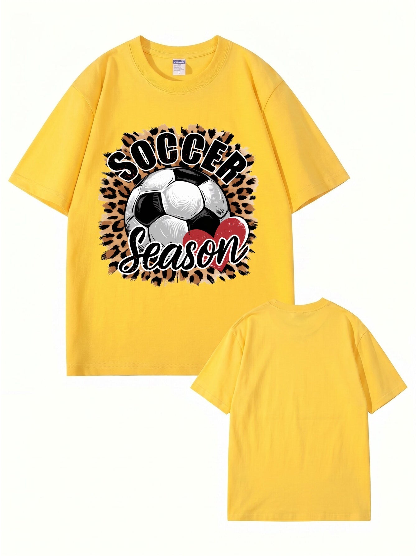Soccer Season Leopard Print Graphic T-Shirt | Sporty Casual Cotton Tee