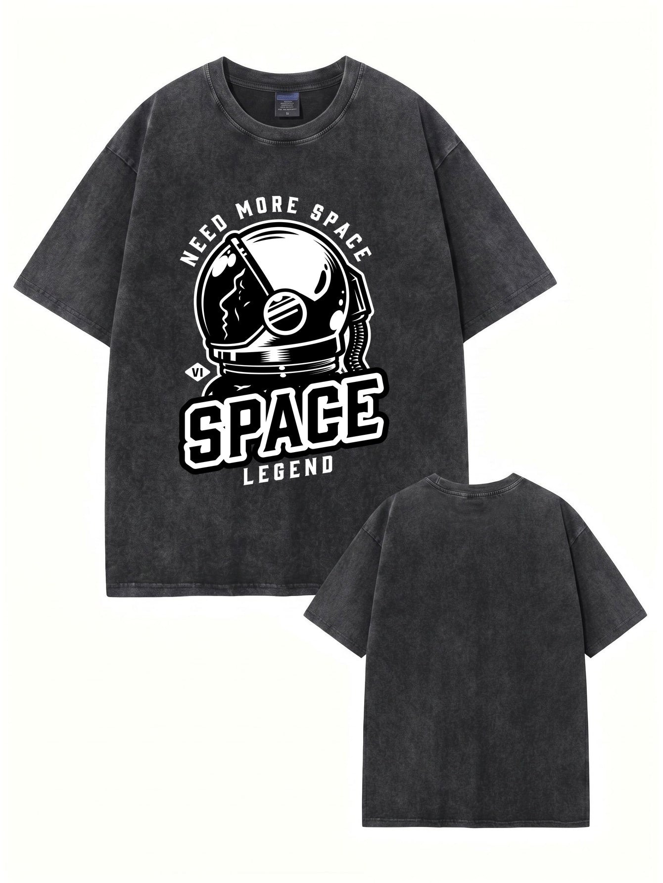 Need More Space Astronaut Graphic Vintage Washed Heavyweight Cotton T-Shirt