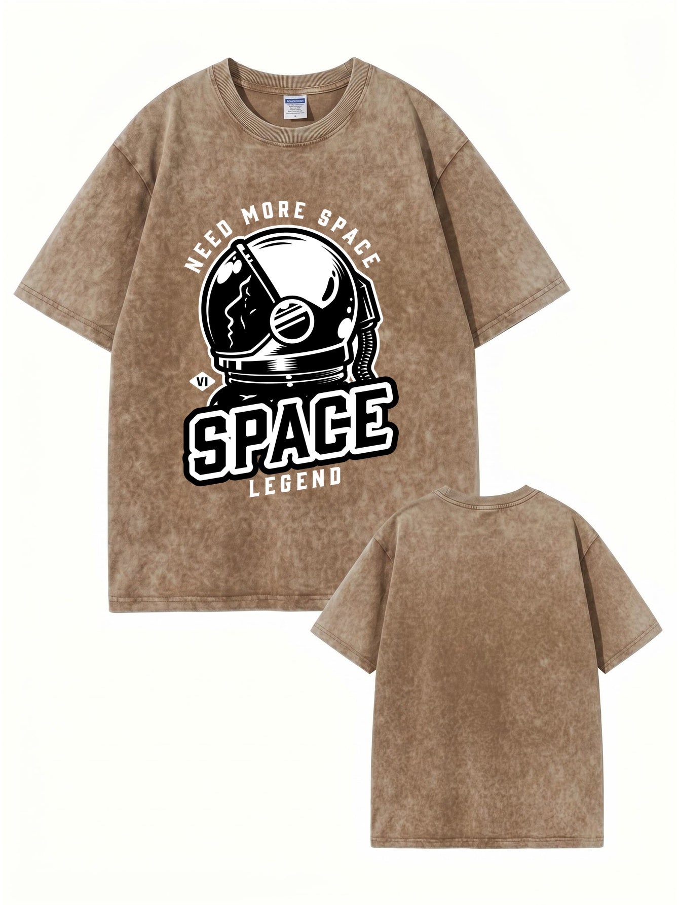 Need More Space Astronaut Graphic Vintage Washed Heavyweight Cotton T-Shirt
