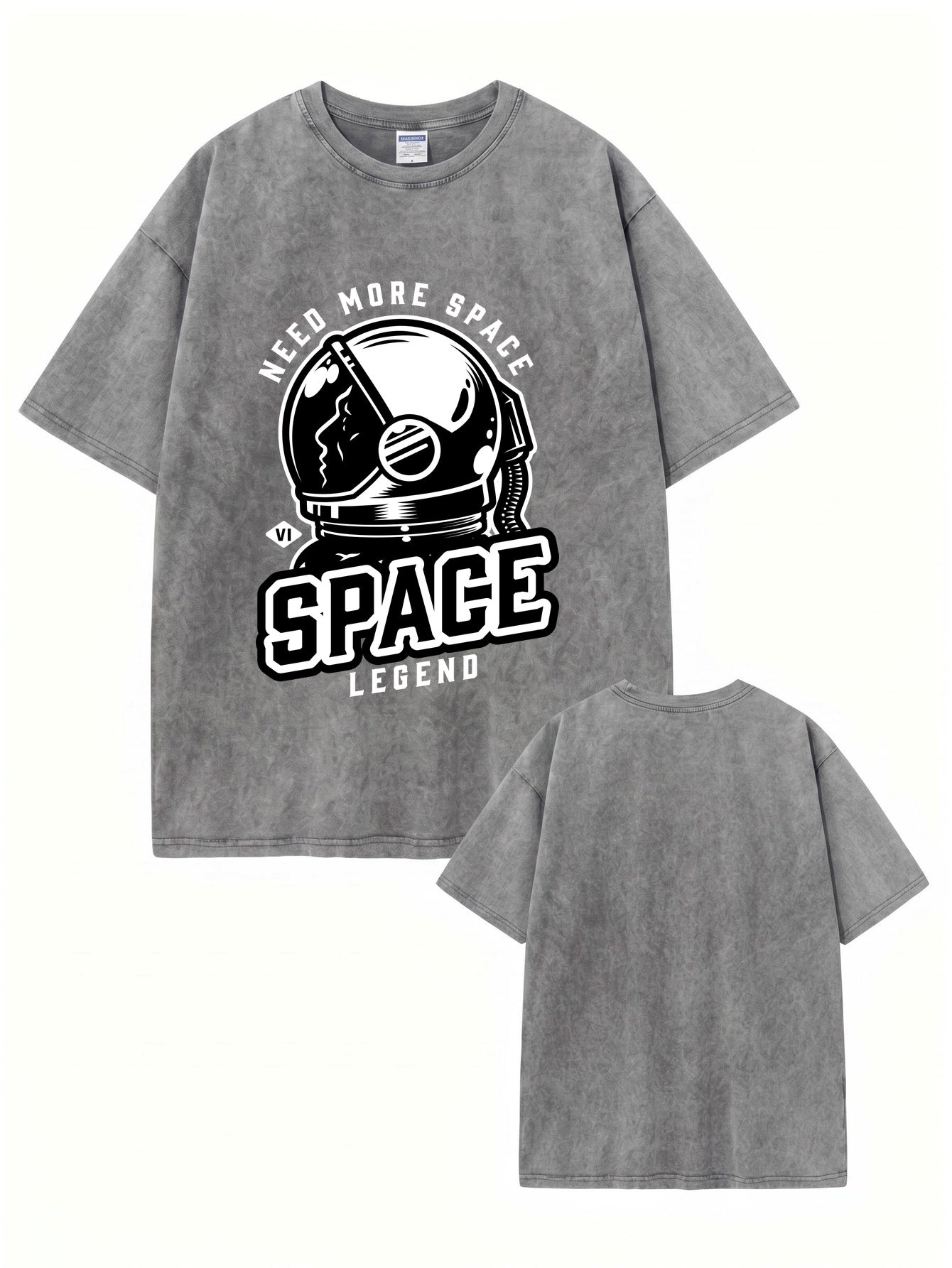 Need More Space Astronaut Graphic Vintage Washed Heavyweight Cotton T-Shirt