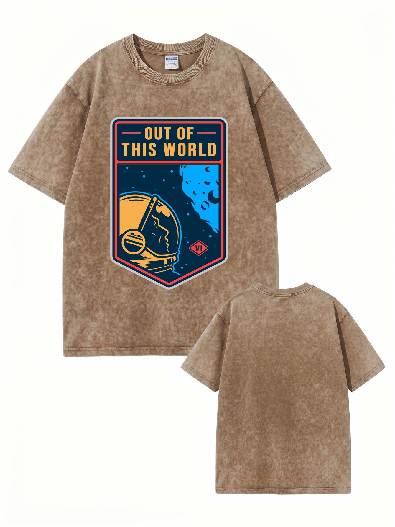Out of This World Astronaut Graphic Vintage Washed Cotton T-Shirt