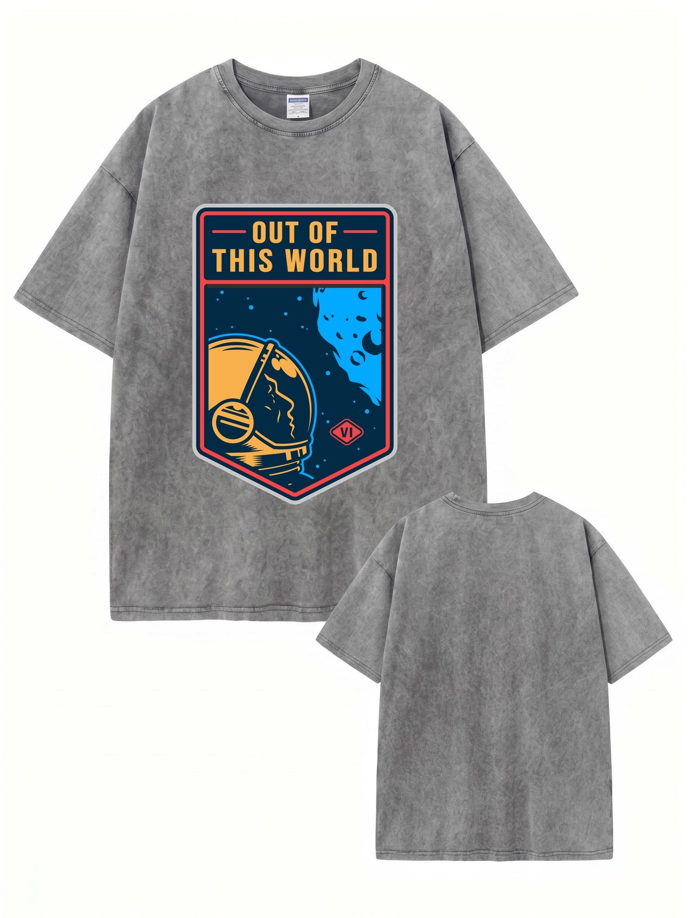 Out of This World Astronaut Graphic Vintage Washed Cotton T-Shirt
