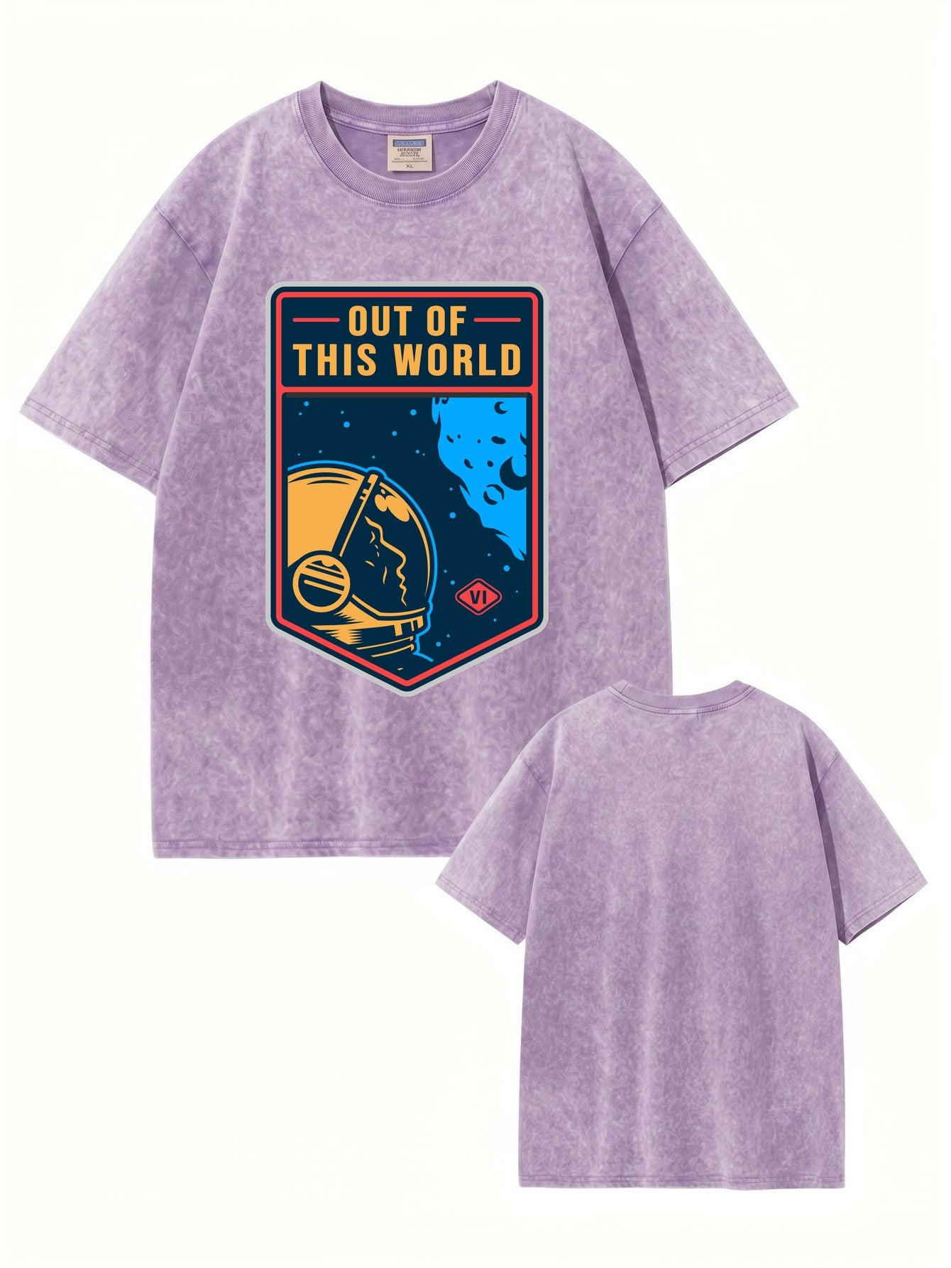 Out of This World Astronaut Graphic Vintage Washed Cotton T-Shirt