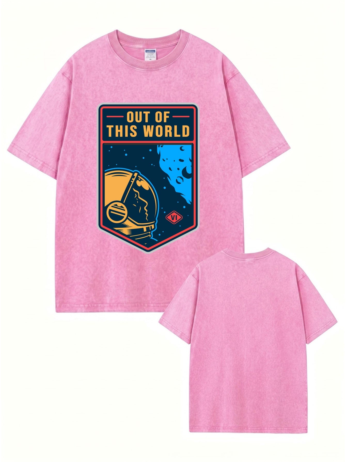 Out of This World Astronaut Graphic Vintage Washed Cotton T-Shirt