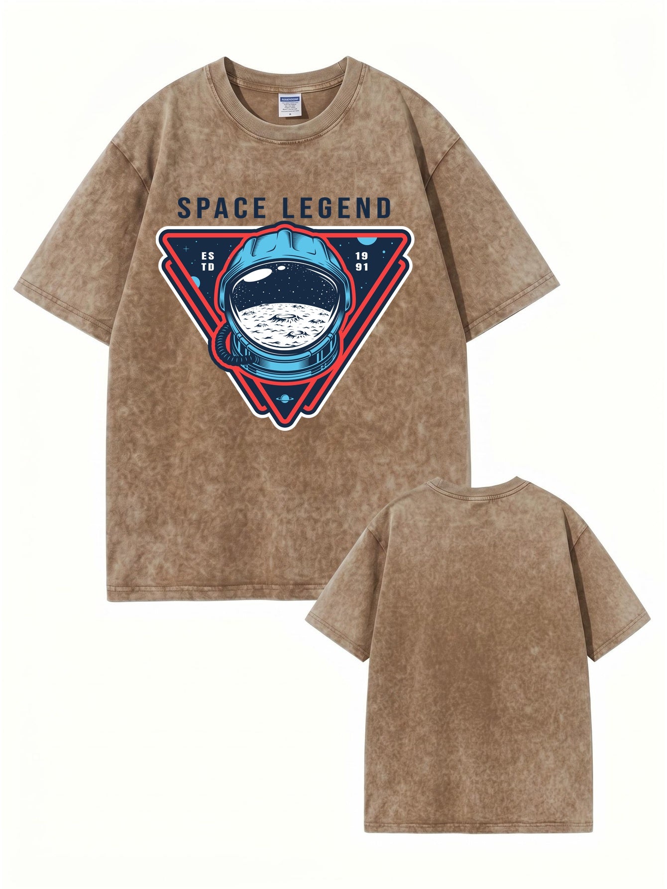 Space Legend Vintage Washed Graphic T-Shirt - Astronaut Moon Print