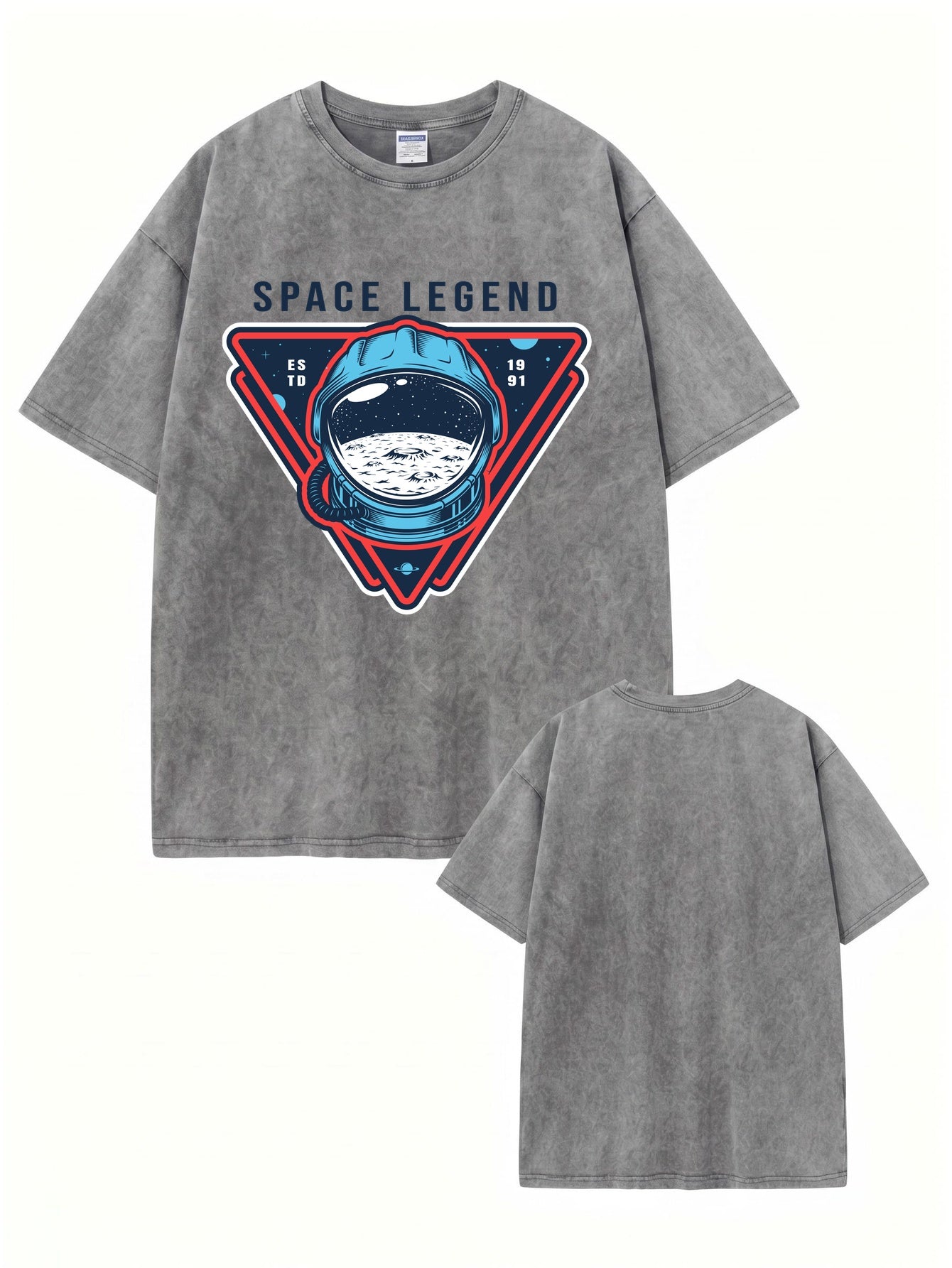 Space Legend Vintage Washed Graphic T-Shirt - Astronaut Moon Print