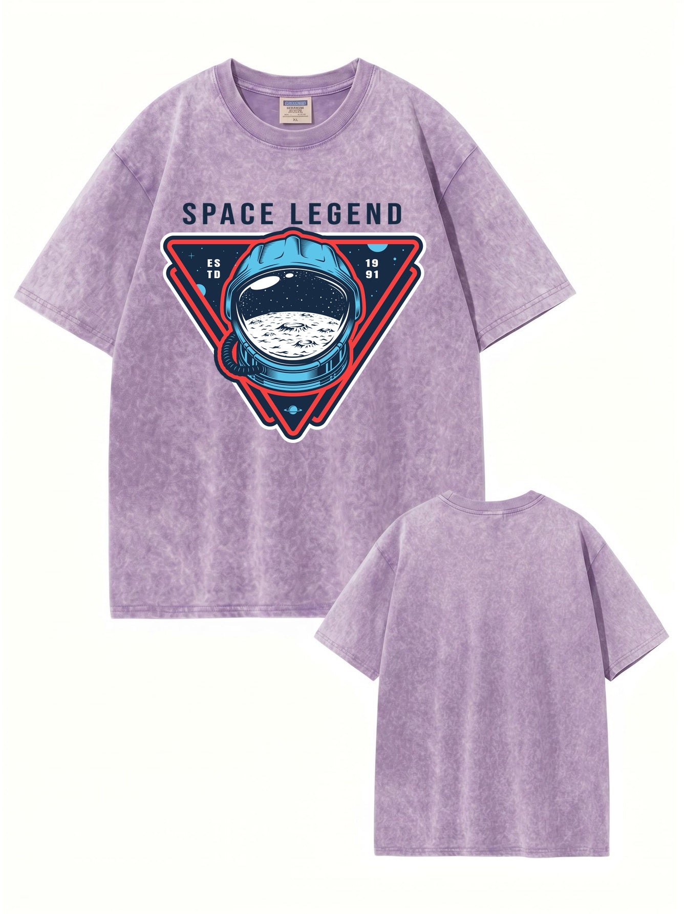 Space Legend Vintage Washed Graphic T-Shirt - Astronaut Moon Print