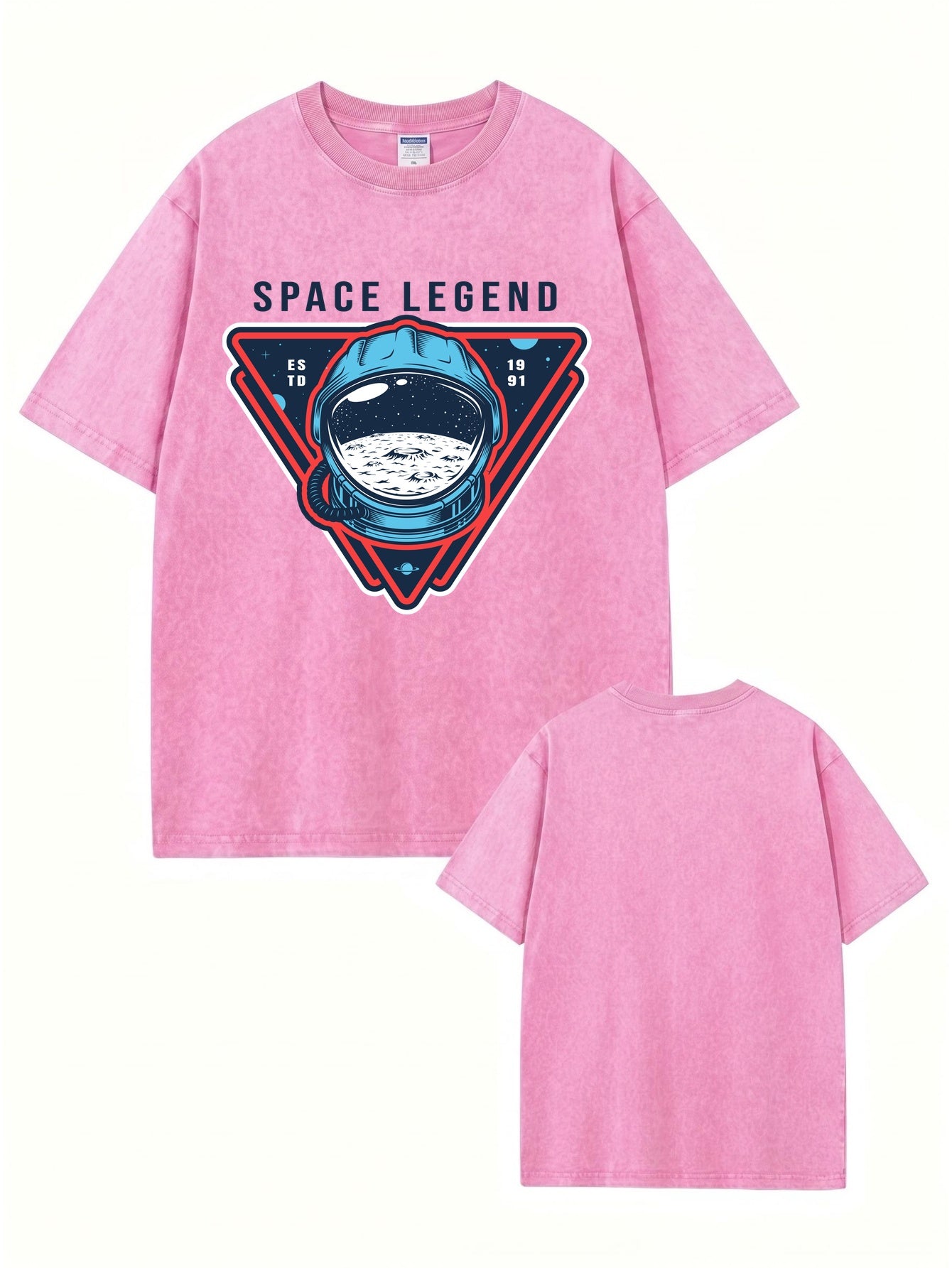 Space Legend Vintage Washed Graphic T-Shirt - Astronaut Moon Print