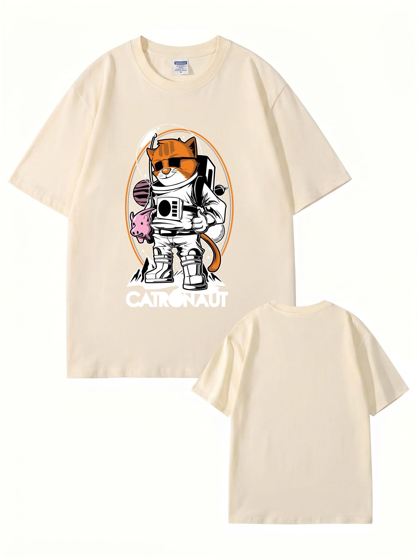 Catronaut Astronaut Cat Graphic T-Shirt - Funny Space Cat Print Tee