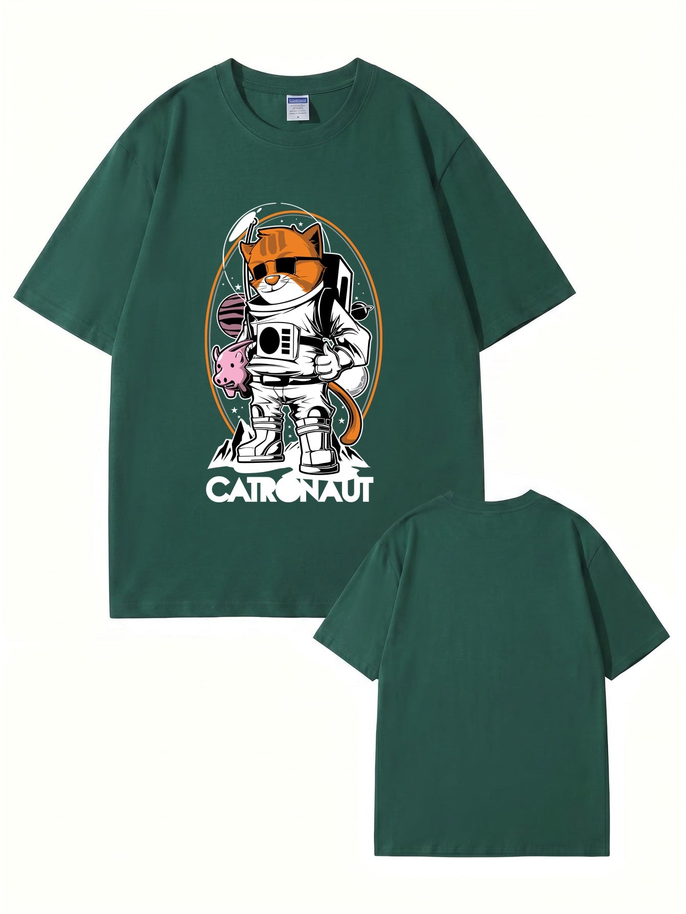 Catronaut Astronaut Cat Graphic T-Shirt - Funny Space Cat Print Tee