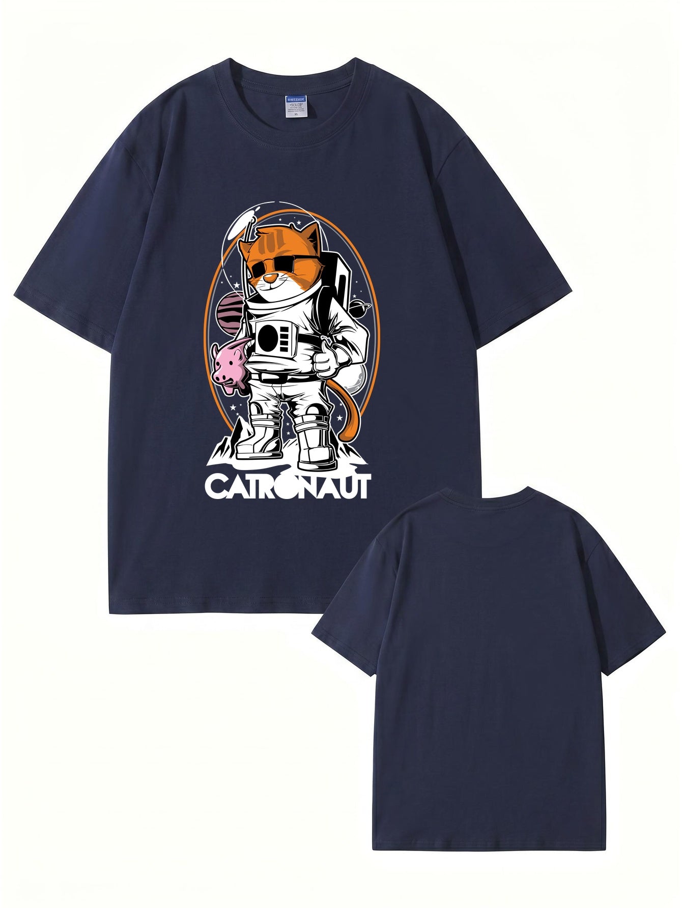 Catronaut Astronaut Cat Graphic T-Shirt - Funny Space Cat Print Tee