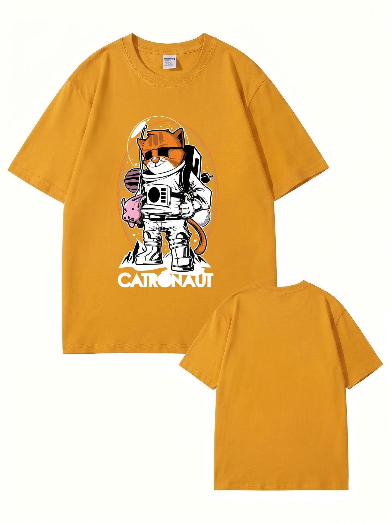 Catronaut Astronaut Cat Graphic T-Shirt - Funny Space Cat Print Tee
