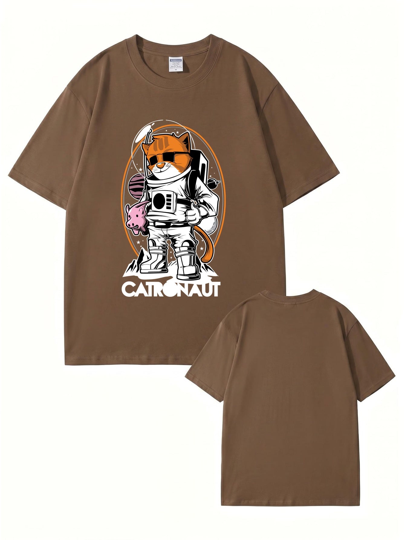Catronaut Astronaut Cat Graphic T-Shirt - Funny Space Cat Print Tee