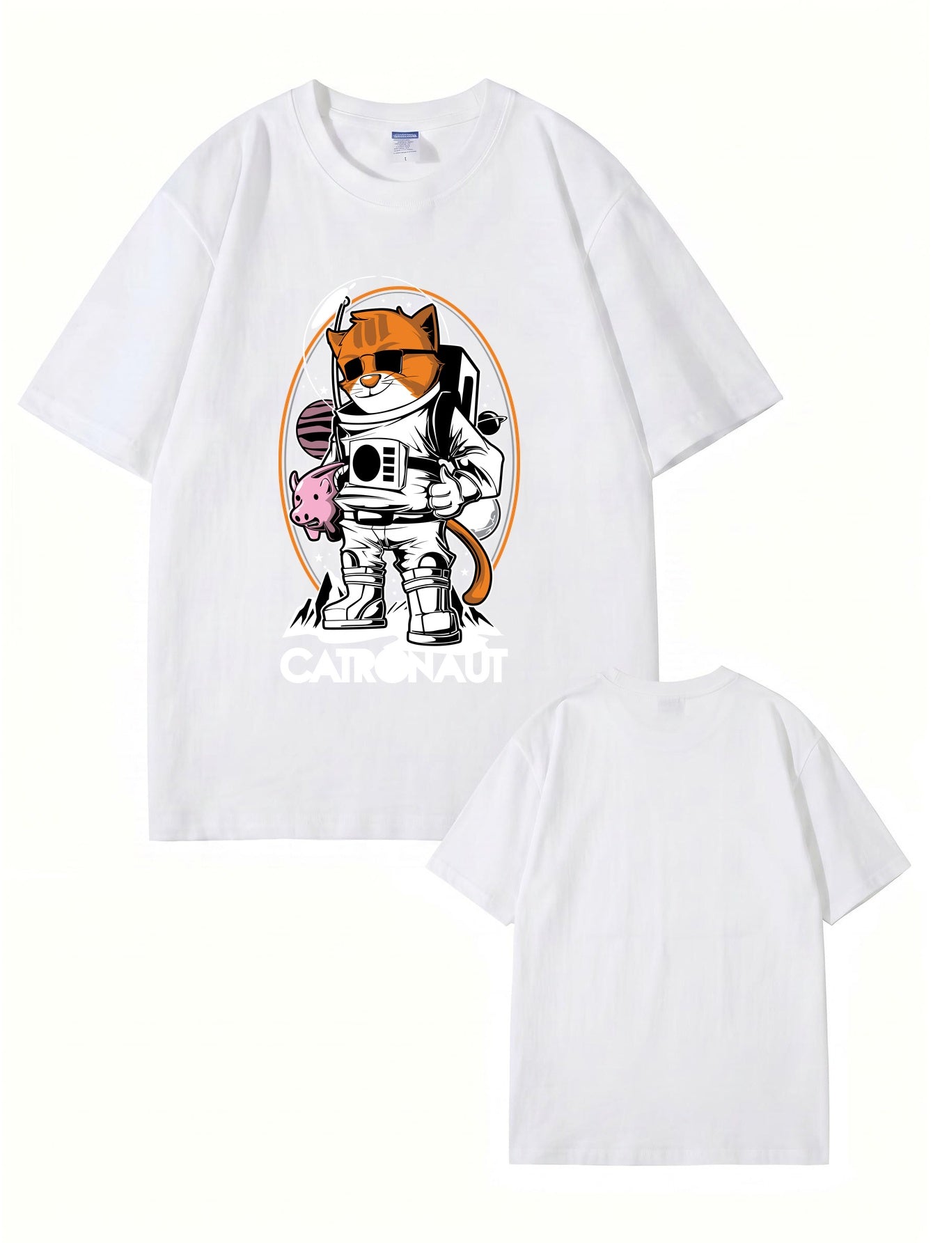 Catronaut Astronaut Cat Graphic T-Shirt - Funny Space Cat Print Tee