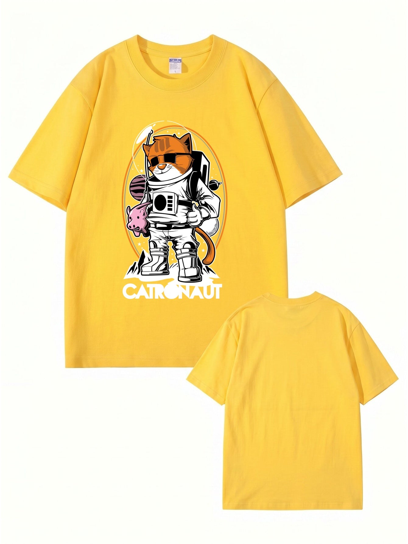 Catronaut Astronaut Cat Graphic T-Shirt - Funny Space Cat Print Tee