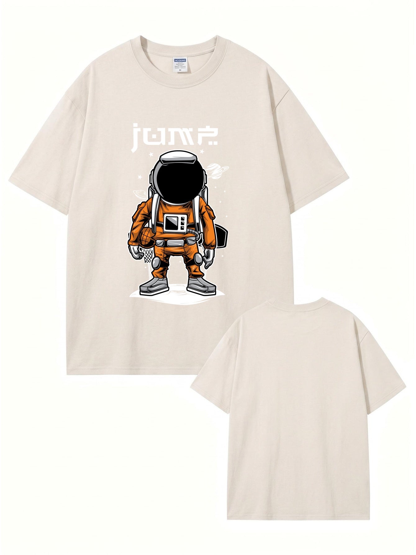 Vintage Washed Astronaut Basketball Graphic T-Shirt - Heavyweight Cotton
