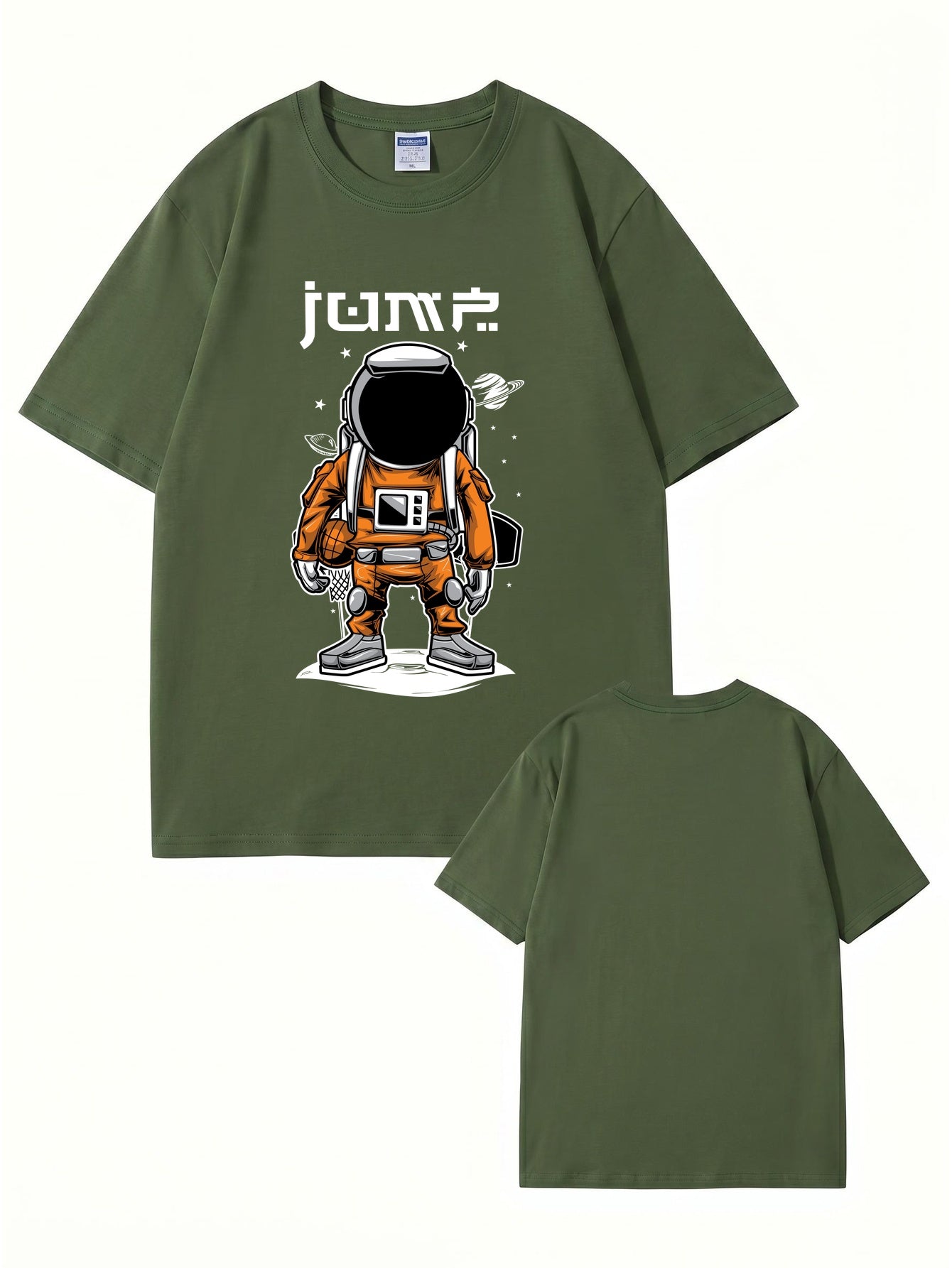 Jump Astronaut Basketball Graphic T-Shirt - Premium 200gsm Cotton