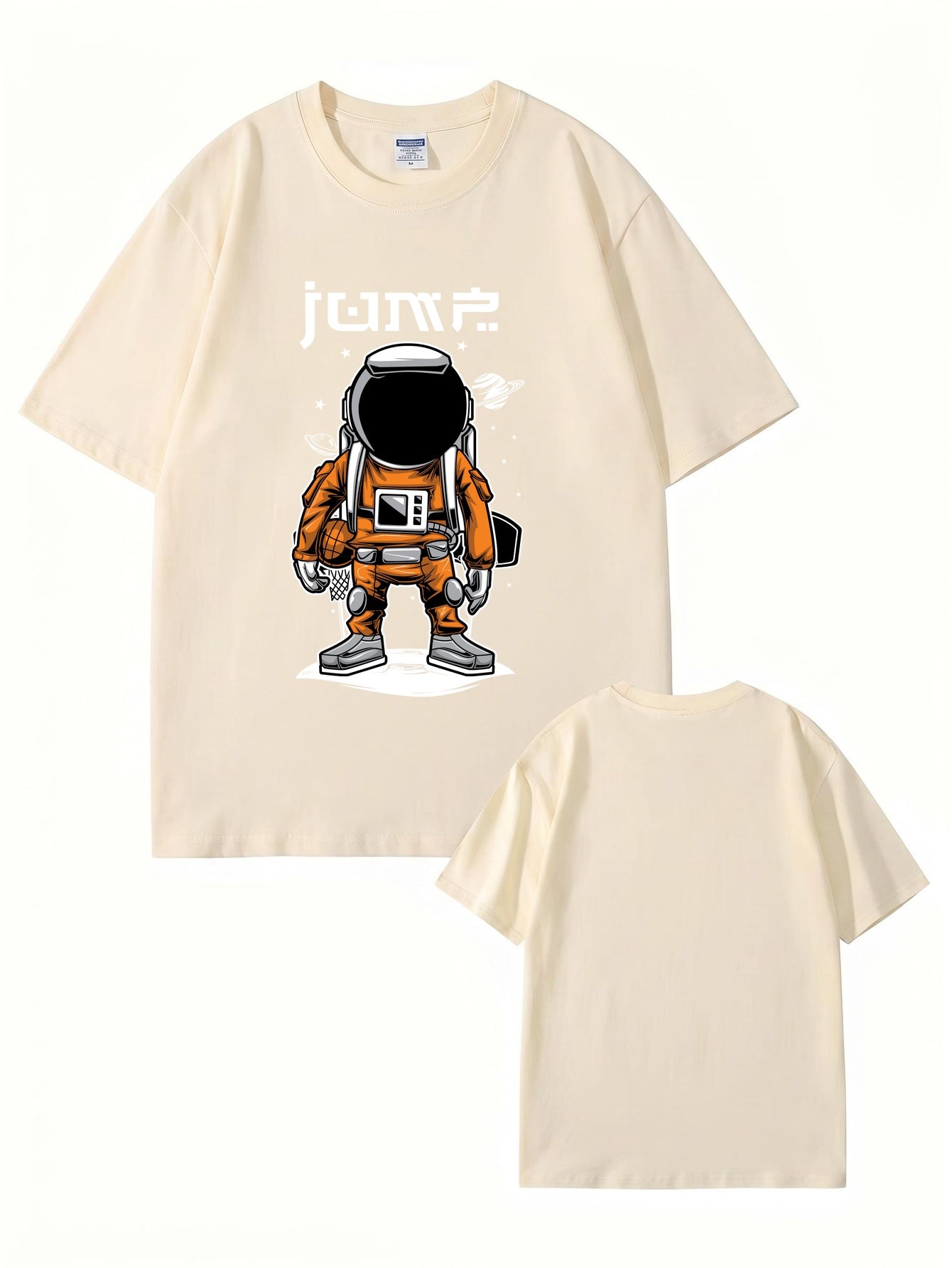 Jump Astronaut Basketball Graphic T-Shirt - Premium 200gsm Cotton