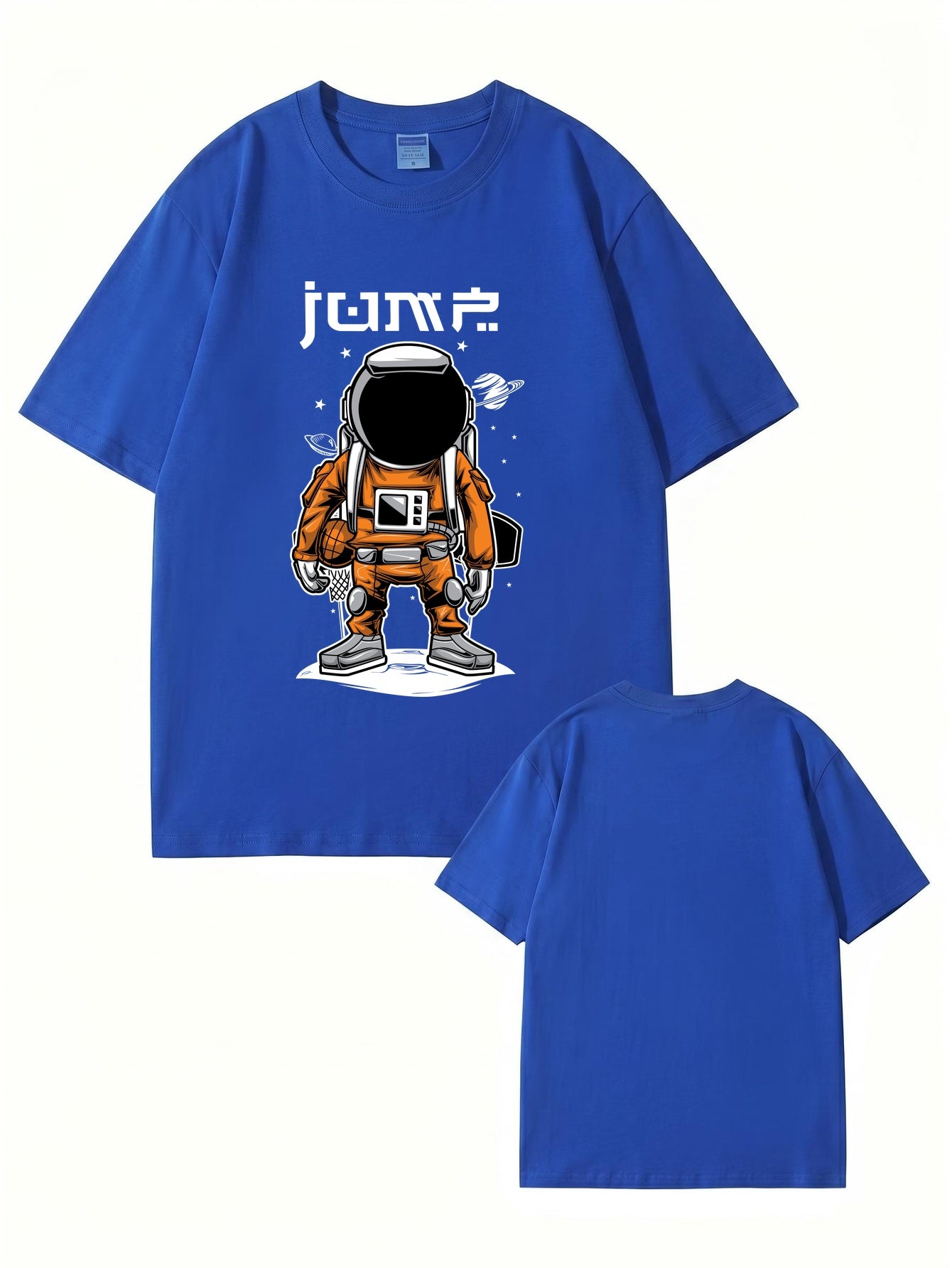 Jump Astronaut Basketball Graphic T-Shirt - Premium 200gsm Cotton