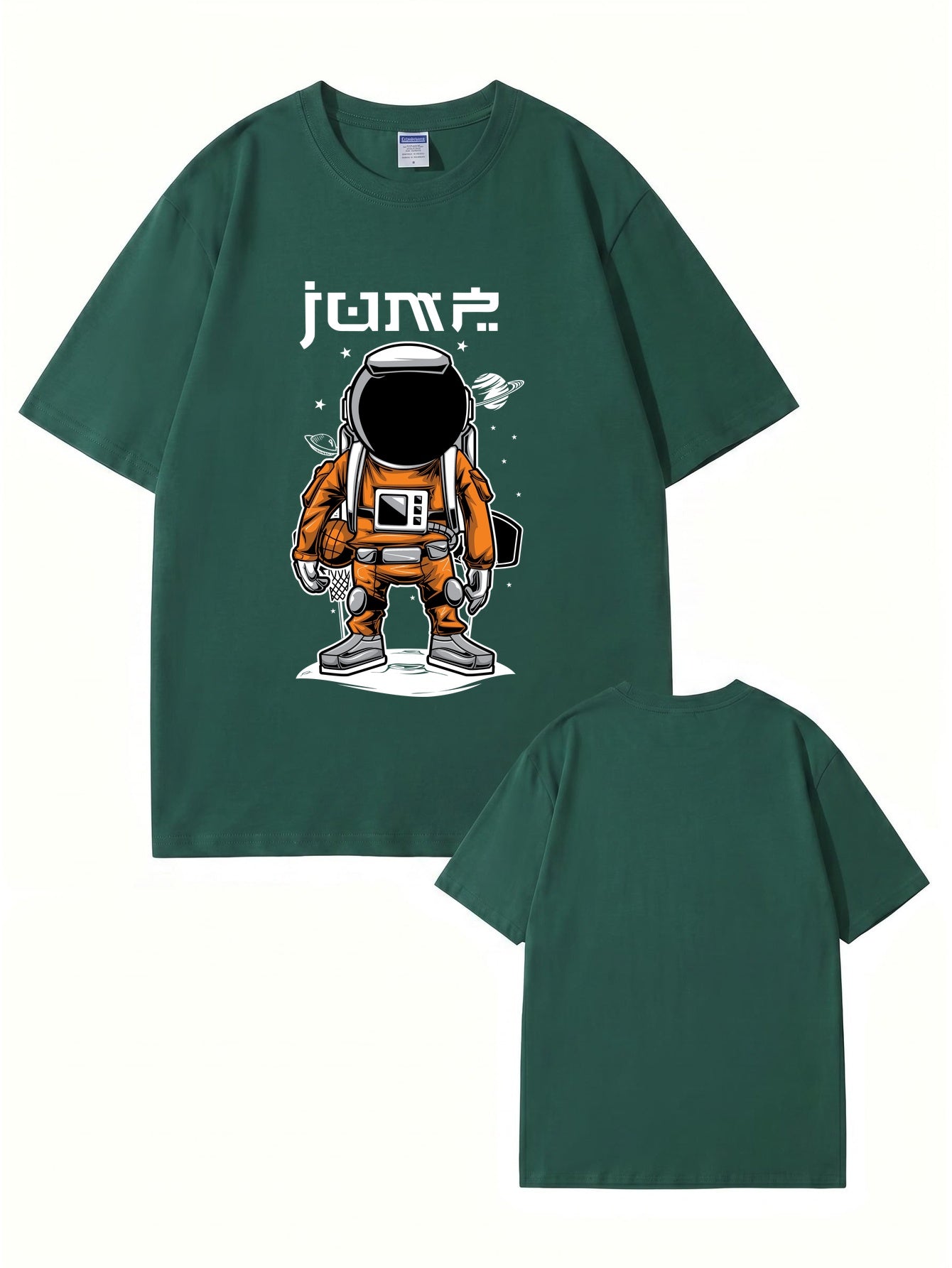 Jump Astronaut Basketball Graphic T-Shirt - Premium 200gsm Cotton