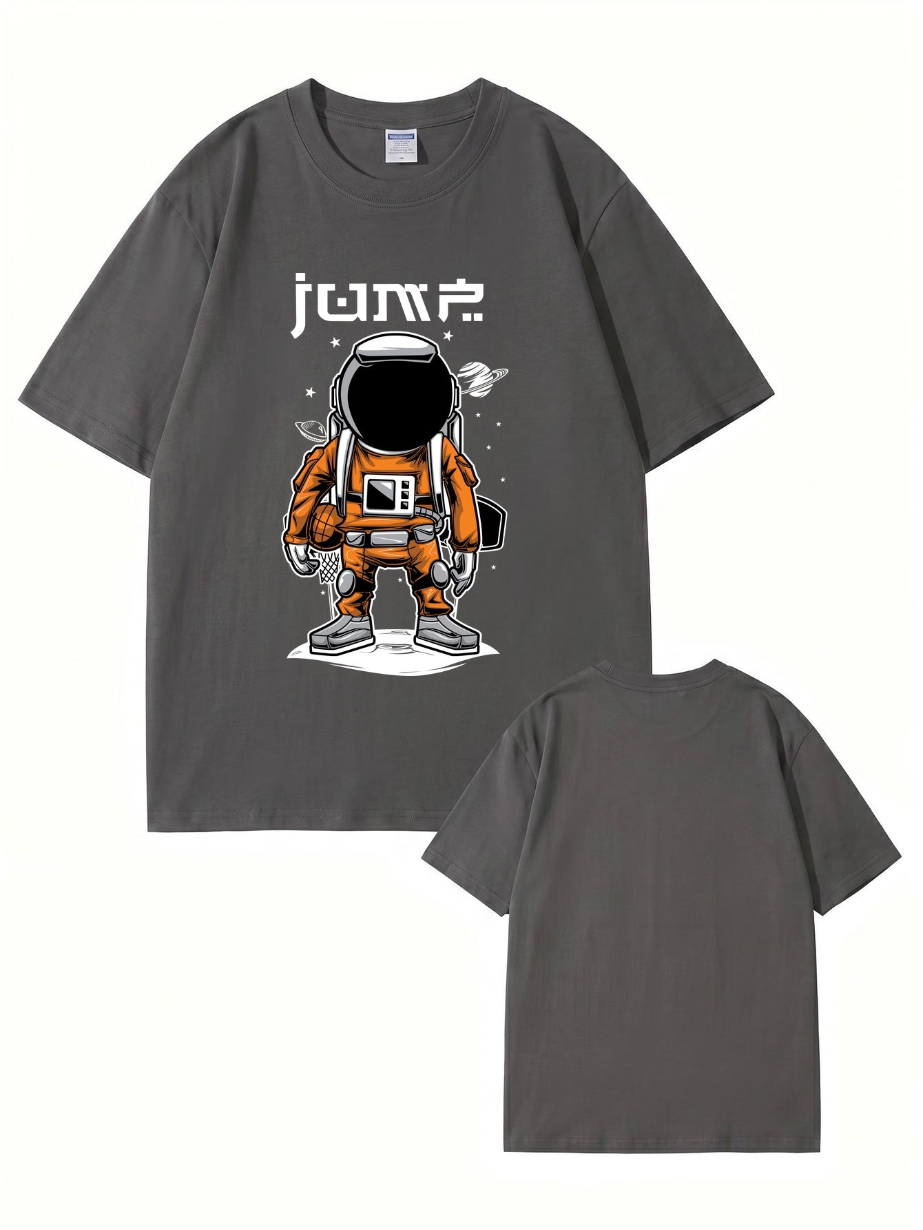 Jump Astronaut Basketball Graphic T-Shirt - Premium 200gsm Cotton