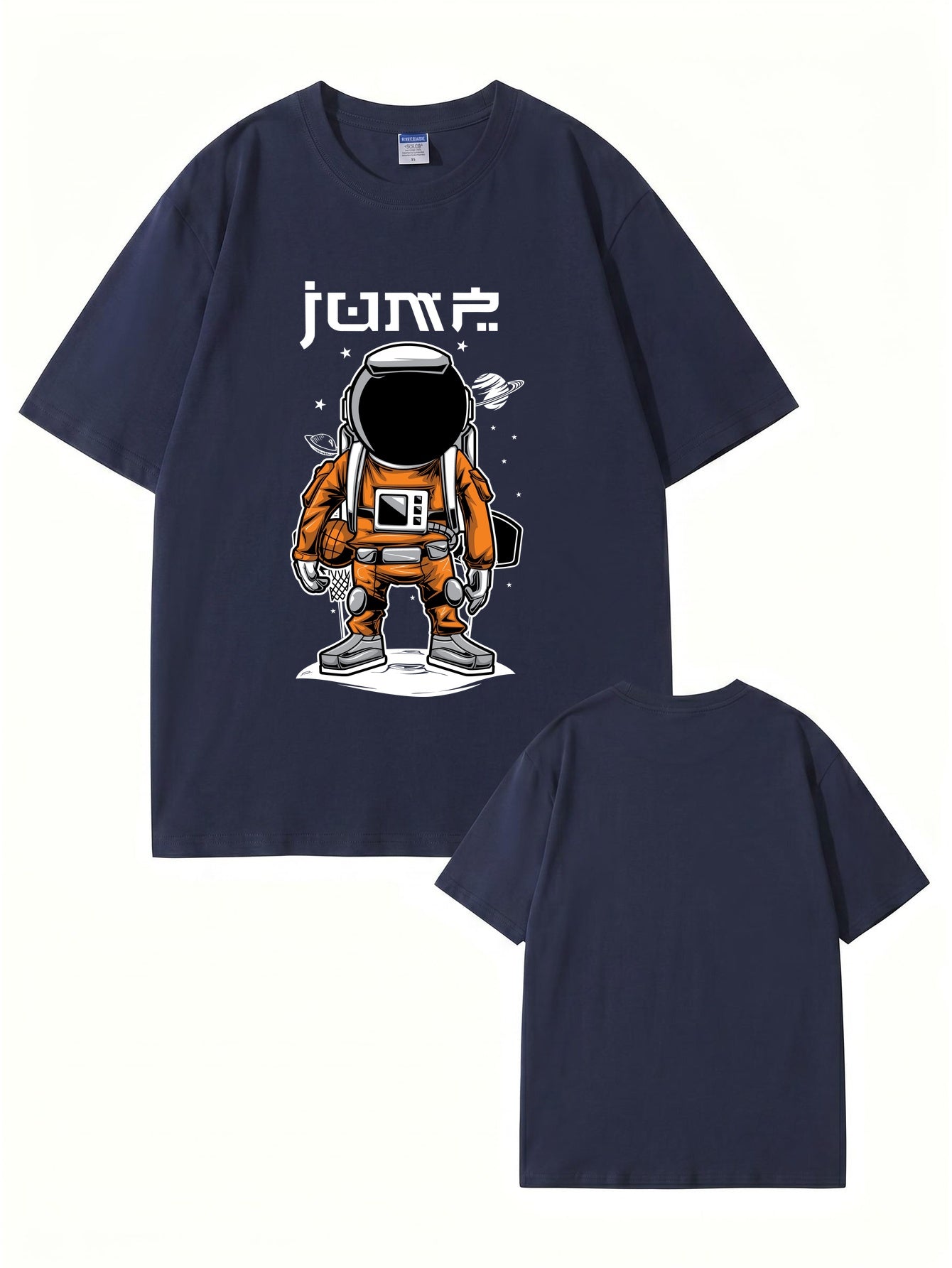 Jump Astronaut Basketball Graphic T-Shirt - Premium 200gsm Cotton