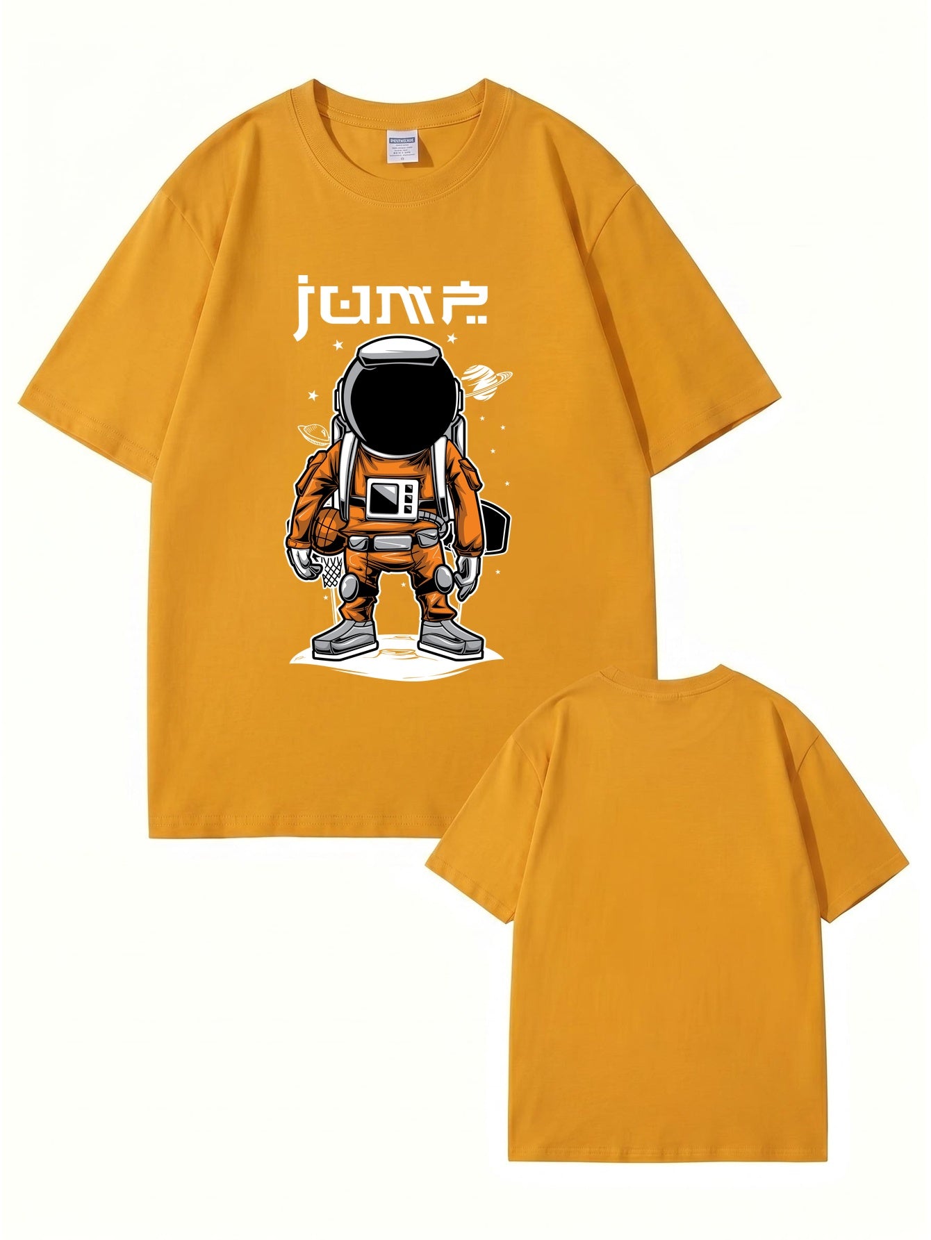 Jump Astronaut Basketball Graphic T-Shirt - Premium 200gsm Cotton