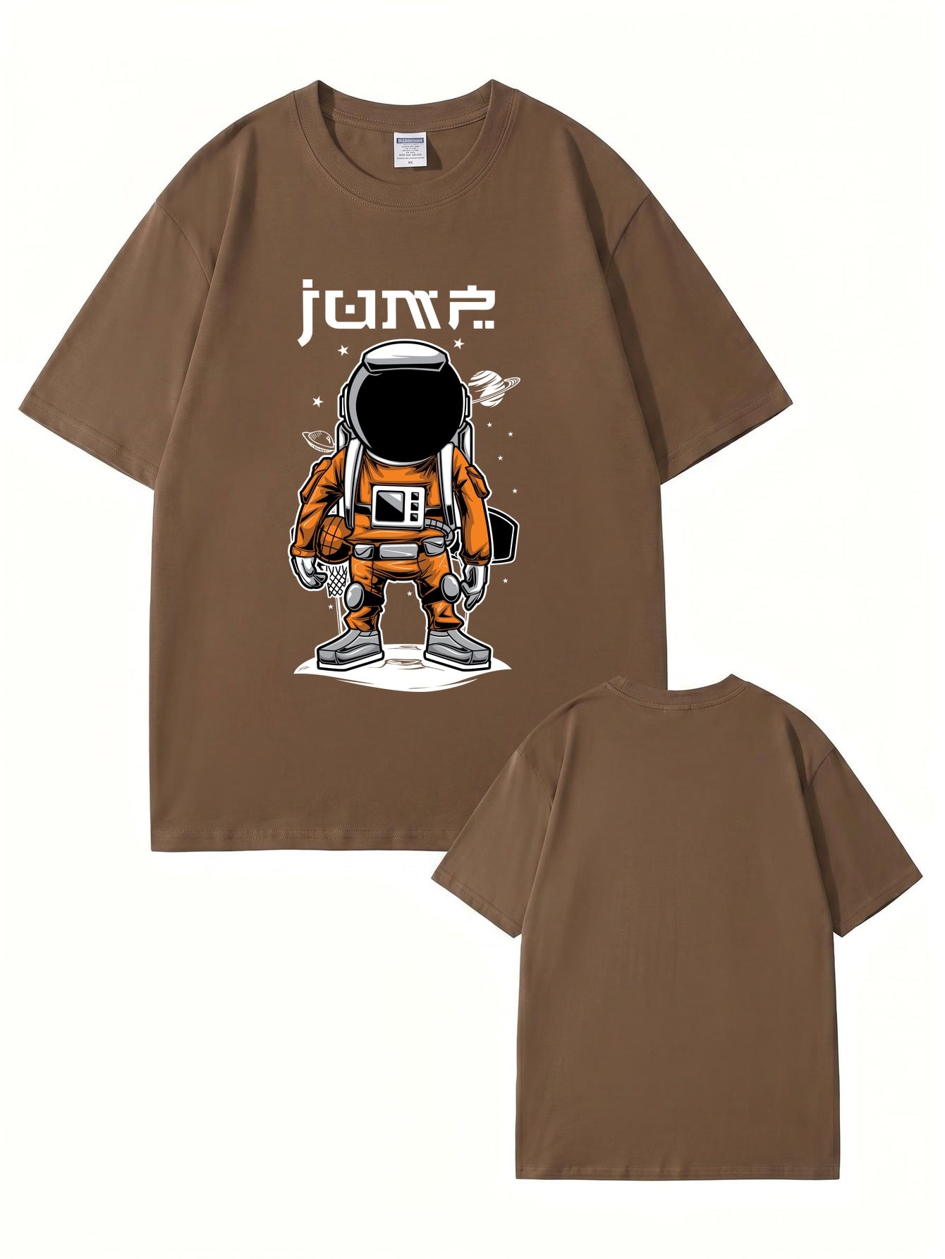 Jump Astronaut Basketball Graphic T-Shirt - Premium 200gsm Cotton