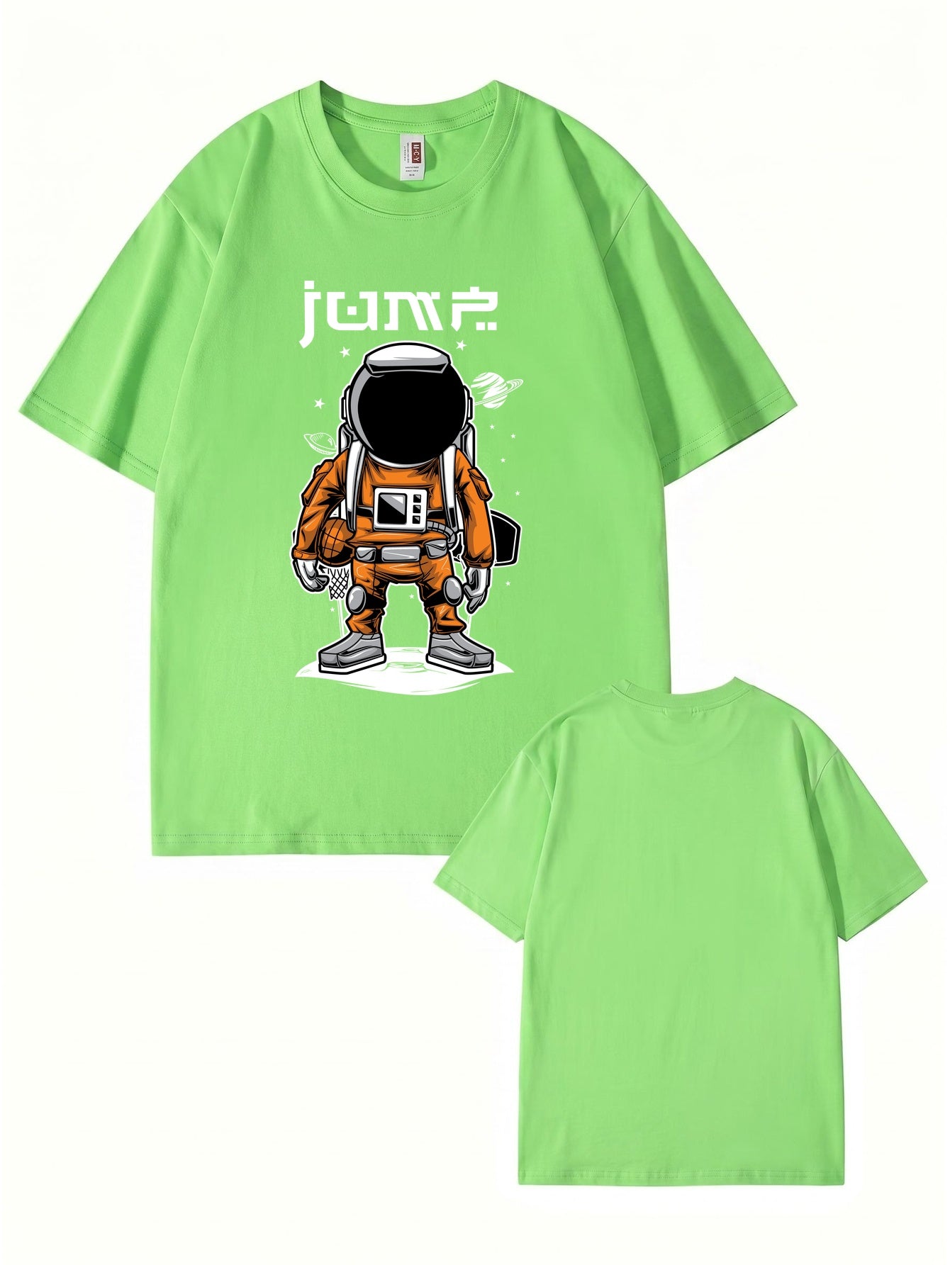 Jump Astronaut Basketball Graphic T-Shirt - Premium 200gsm Cotton