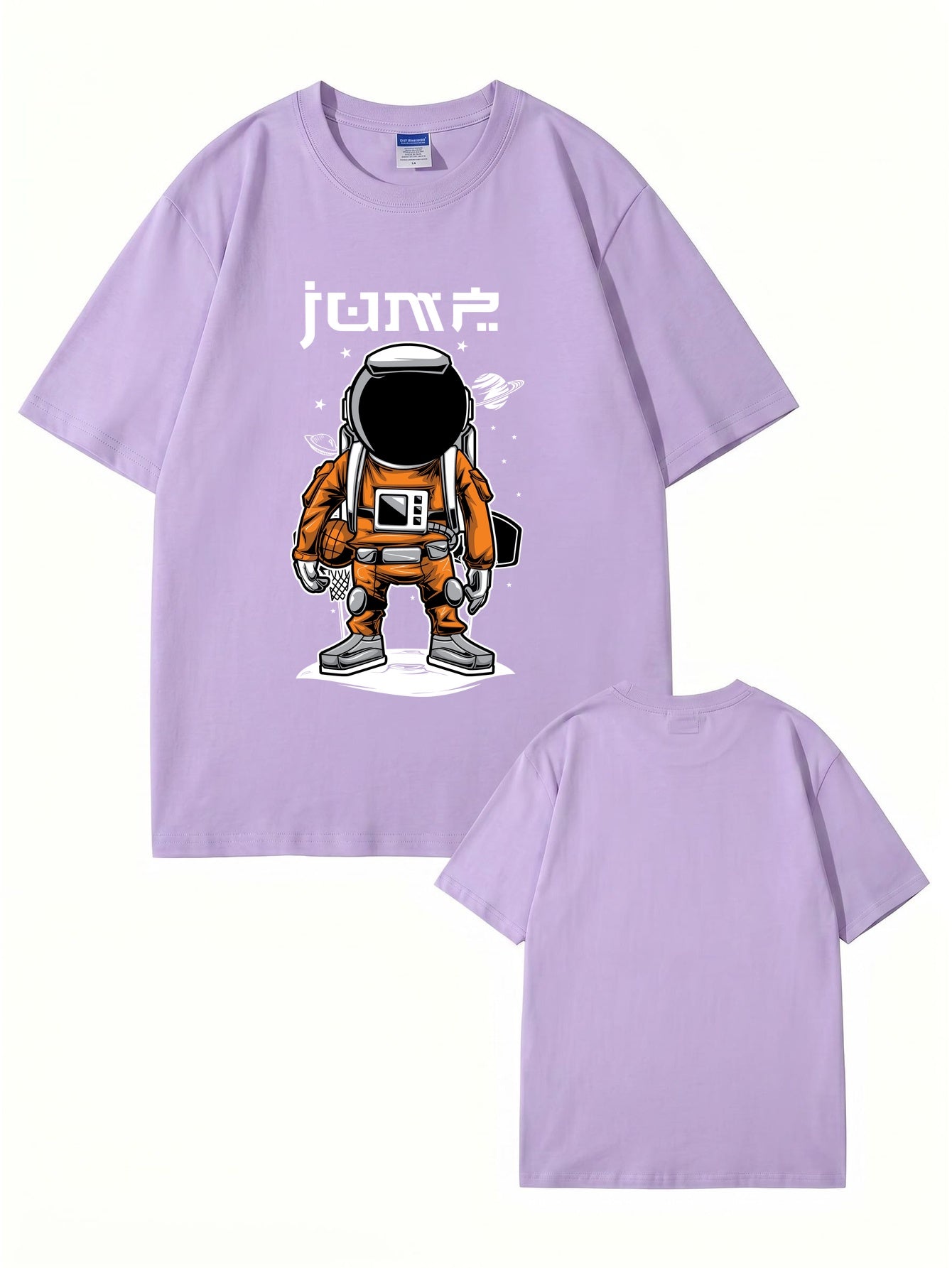 Jump Astronaut Basketball Graphic T-Shirt - Premium 200gsm Cotton
