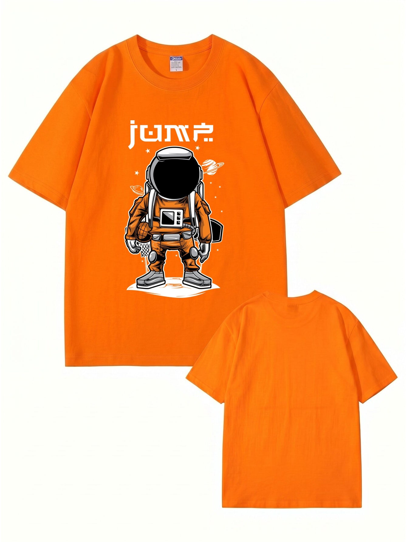 Jump Astronaut Basketball Graphic T-Shirt - Premium 200gsm Cotton