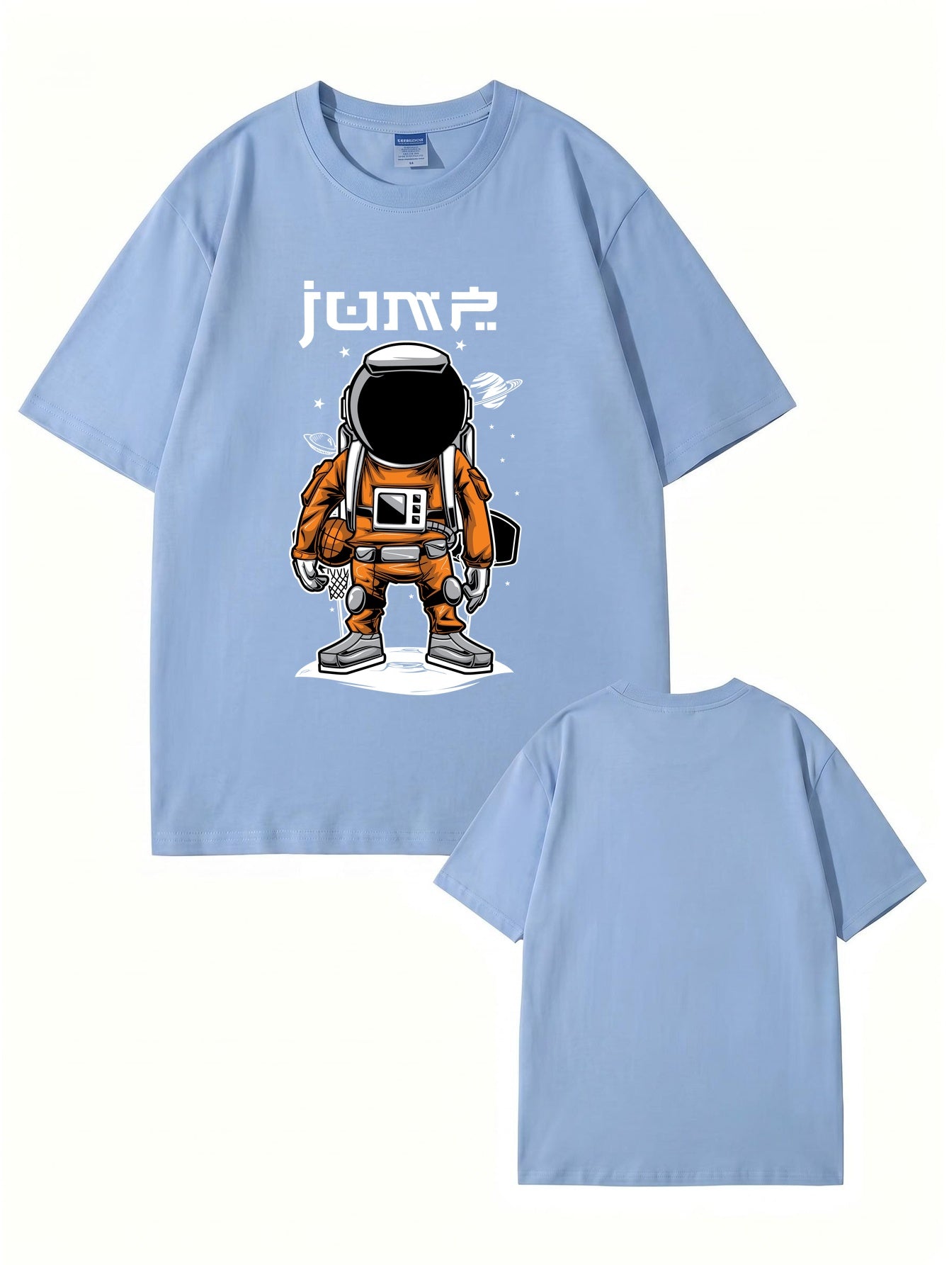 Jump Astronaut Basketball Graphic T-Shirt - Premium 200gsm Cotton