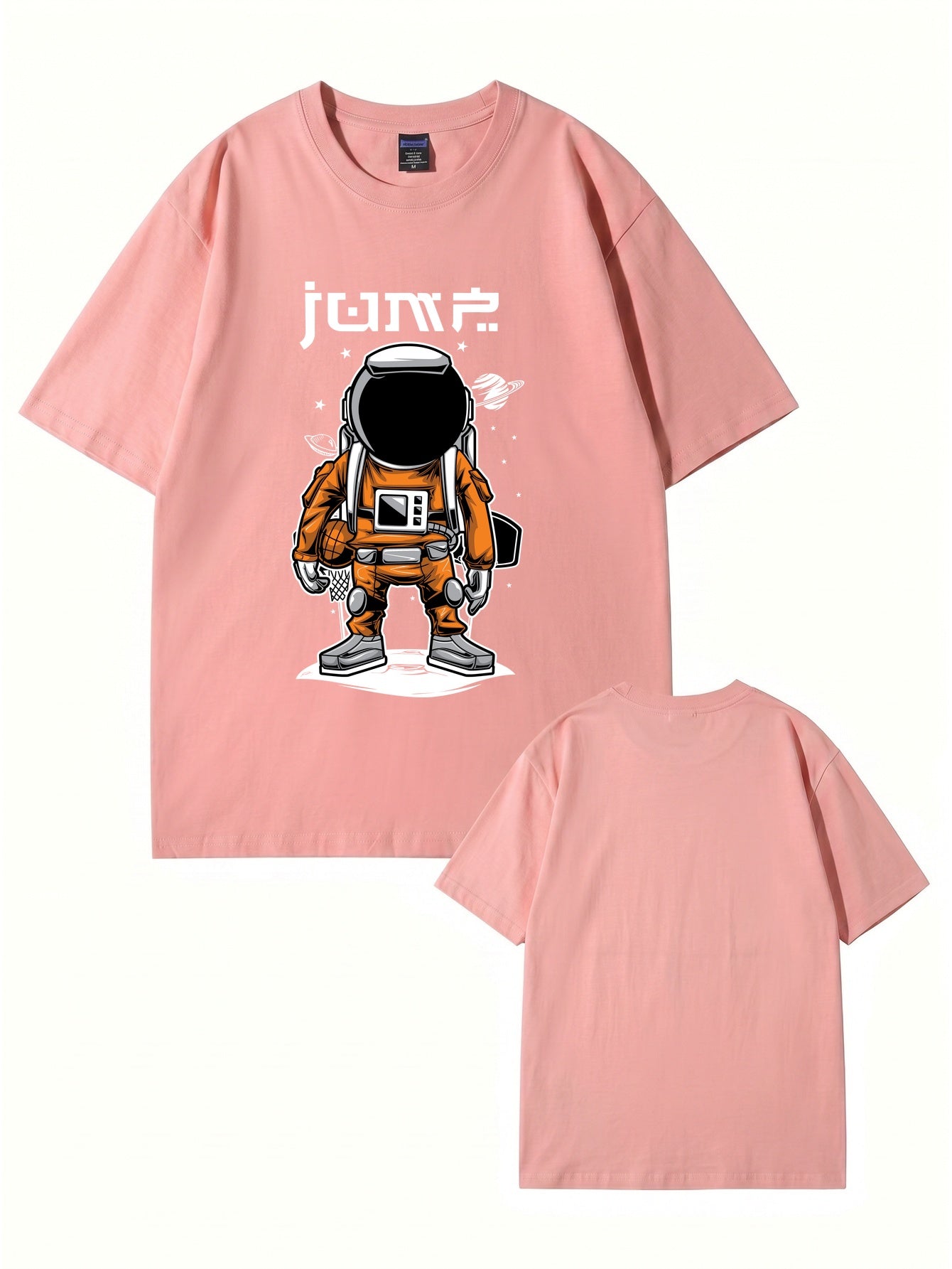 Jump Astronaut Basketball Graphic T-Shirt - Premium 200gsm Cotton