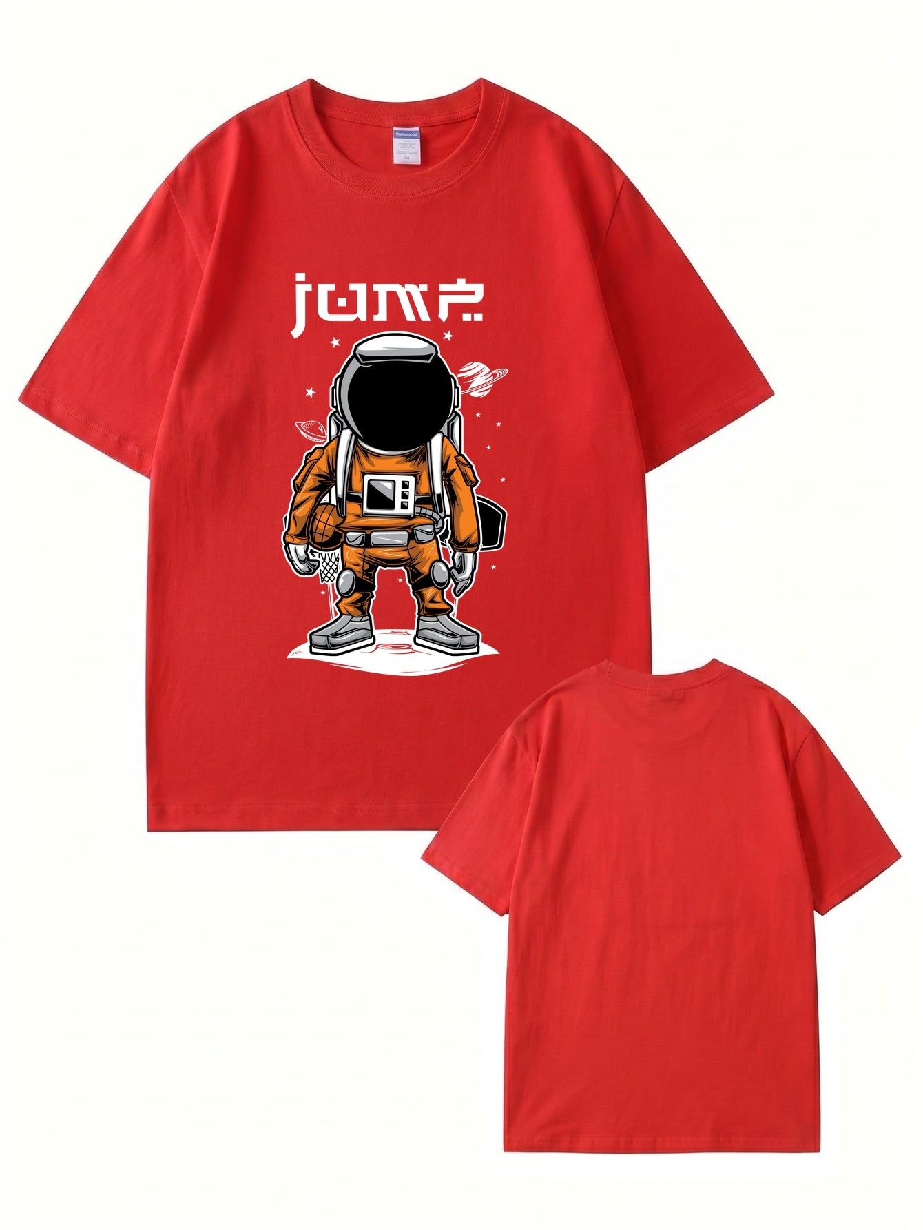 Jump Astronaut Basketball Graphic T-Shirt - Premium 200gsm Cotton