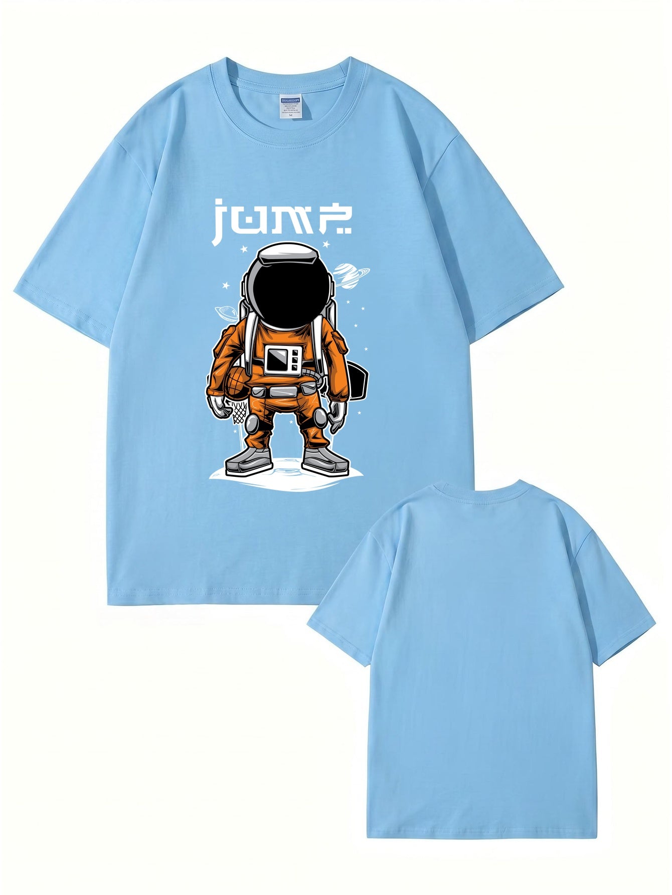 Jump Astronaut Basketball Graphic T-Shirt - Premium 200gsm Cotton