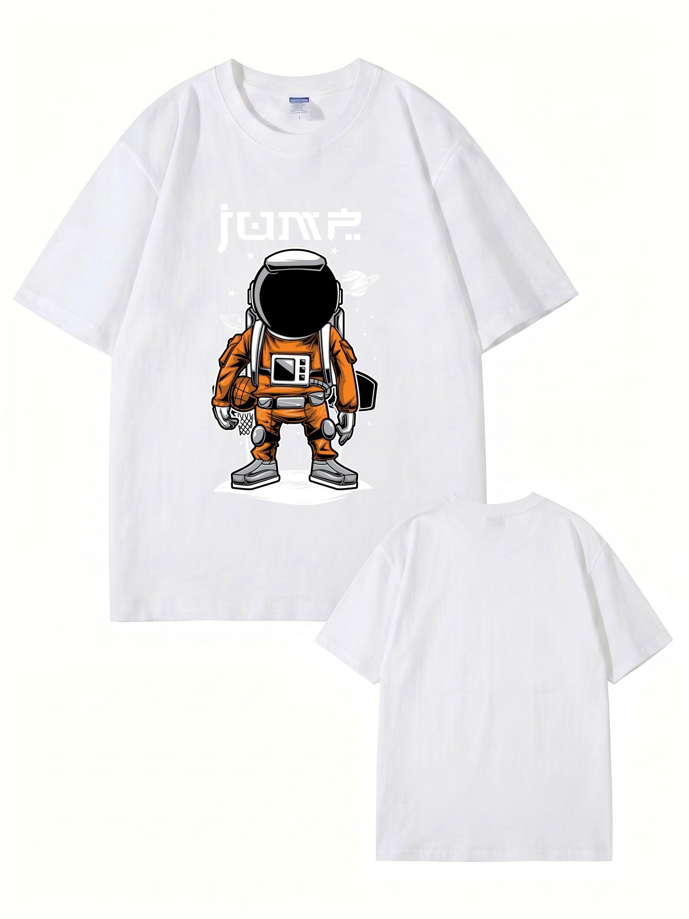 Jump Astronaut Basketball Graphic T-Shirt - Premium 200gsm Cotton