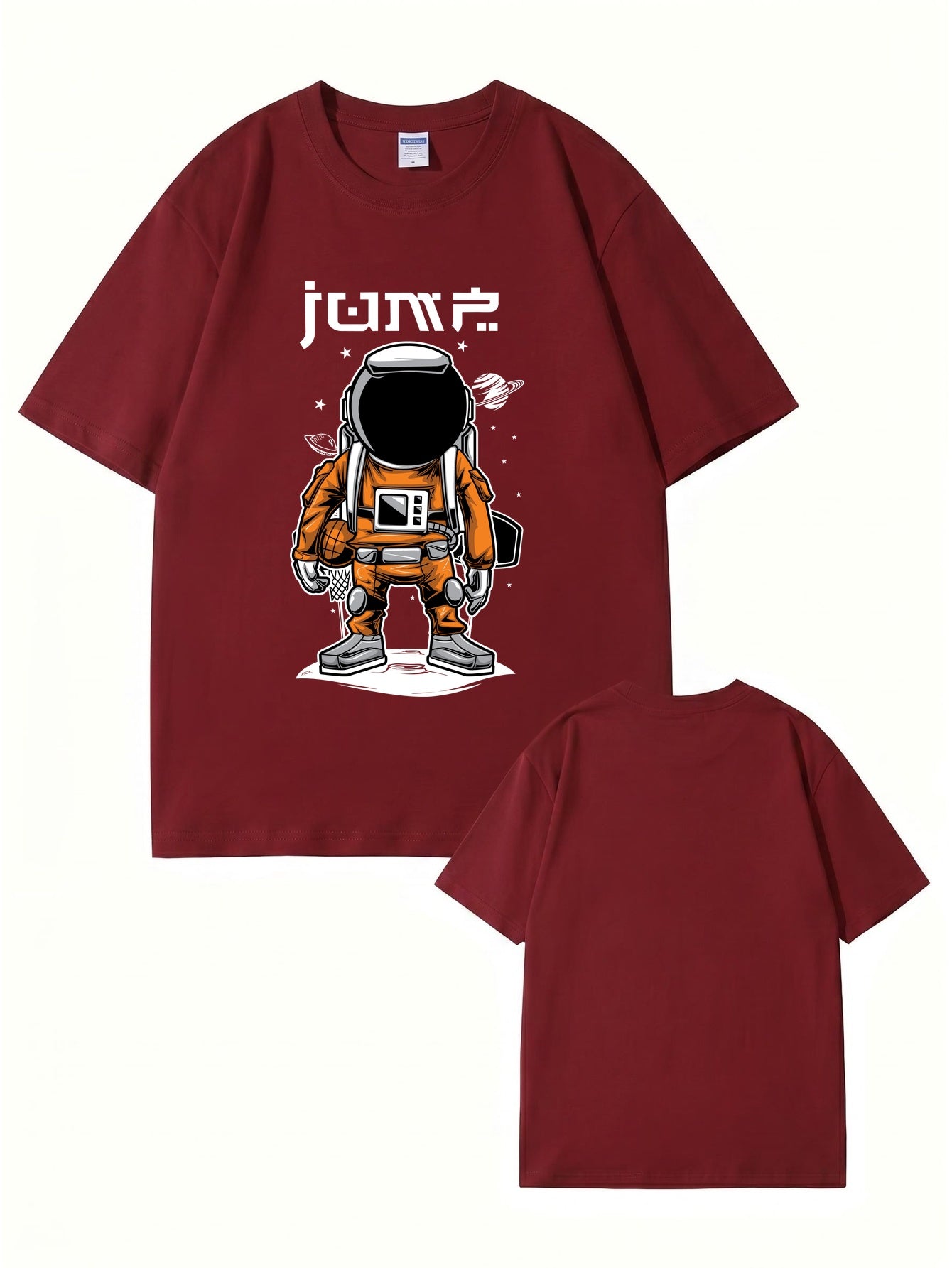 Jump Astronaut Basketball Graphic T-Shirt - Premium 200gsm Cotton