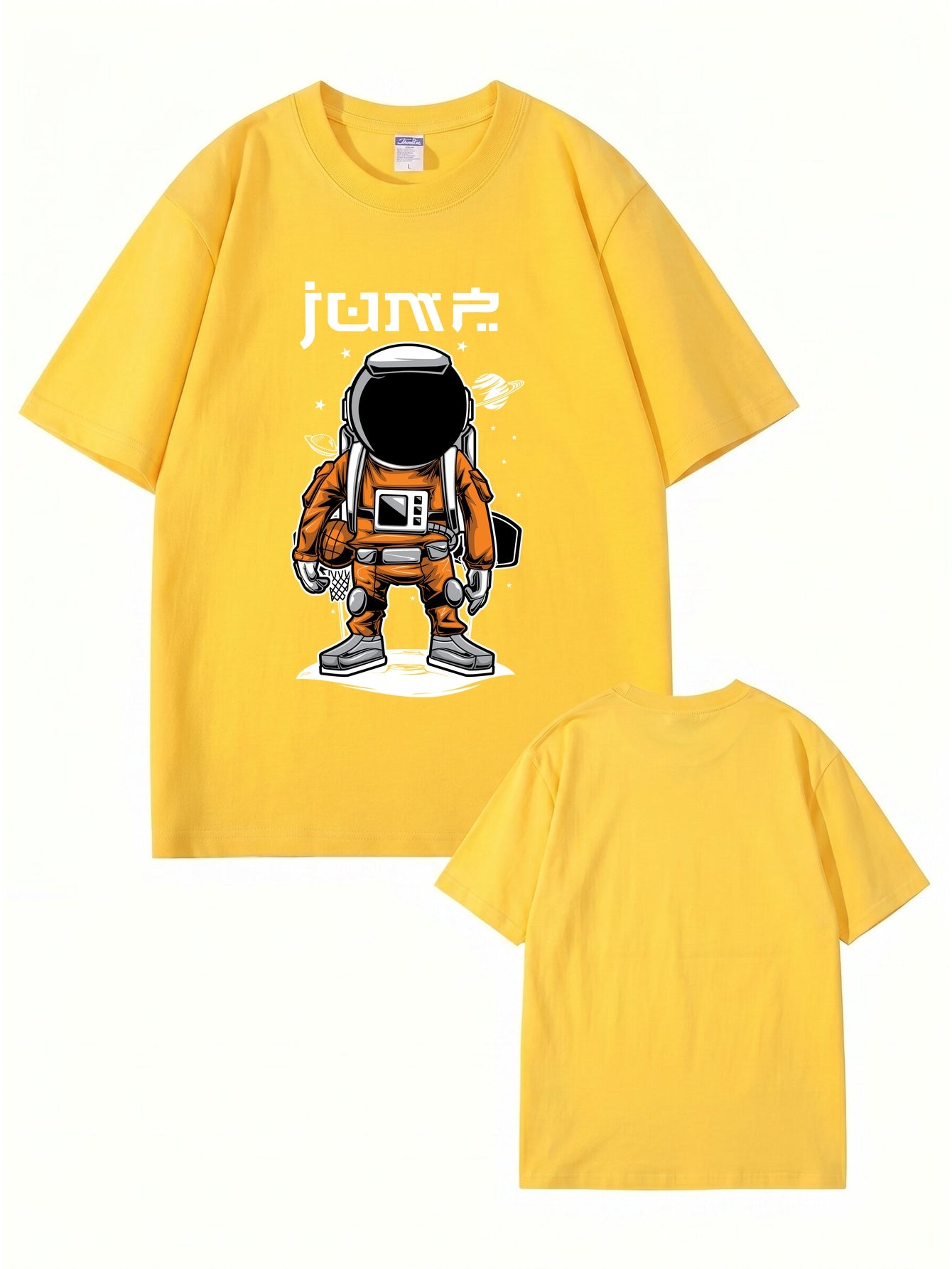 Jump Astronaut Basketball Graphic T-Shirt - Premium 200gsm Cotton