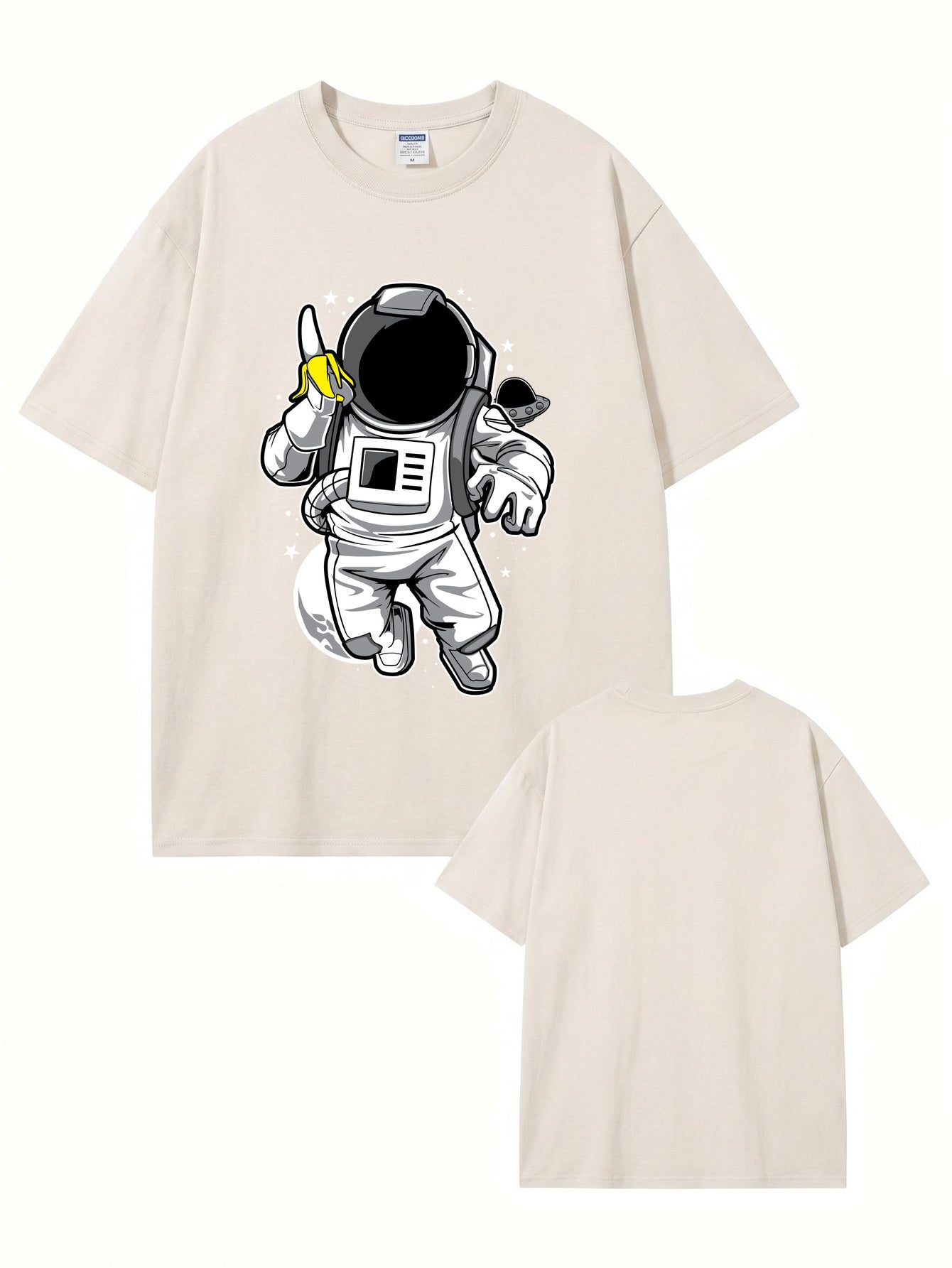 Vintage Washed Astronaut Eating Banana Graphic T-Shirt
