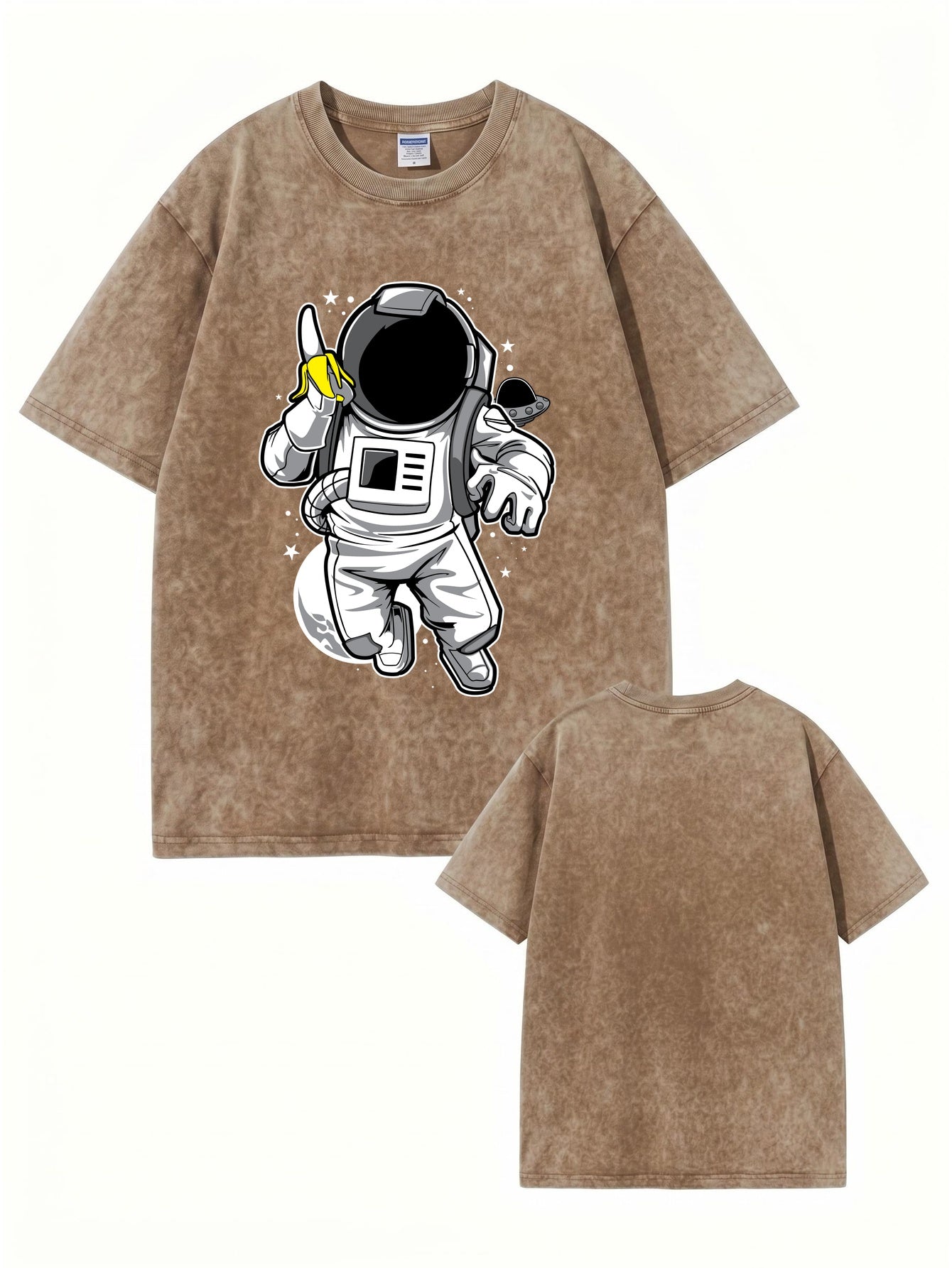Vintage Washed Astronaut Eating Banana Graphic T-Shirt