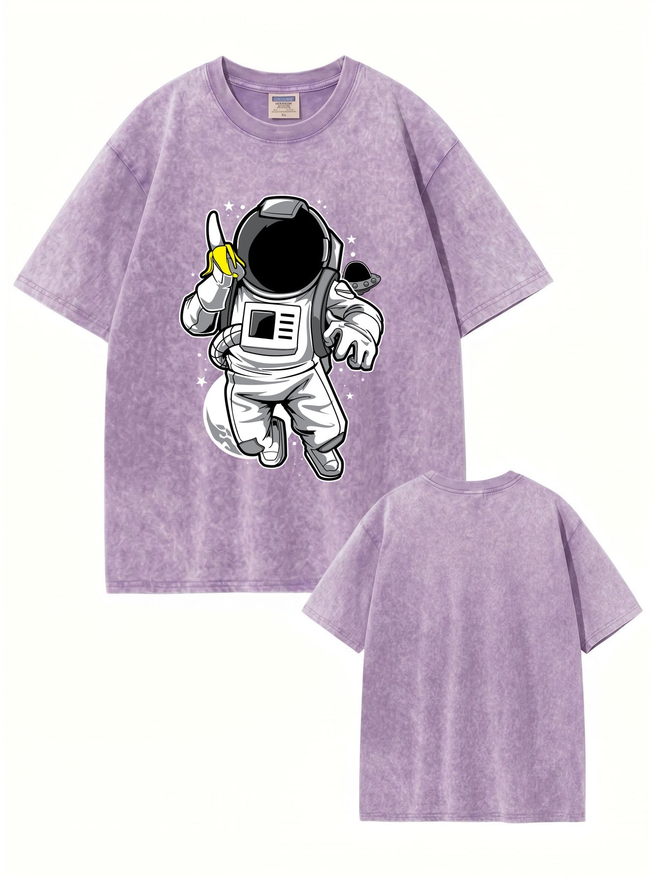 Vintage Washed Astronaut Eating Banana Graphic T-Shirt
