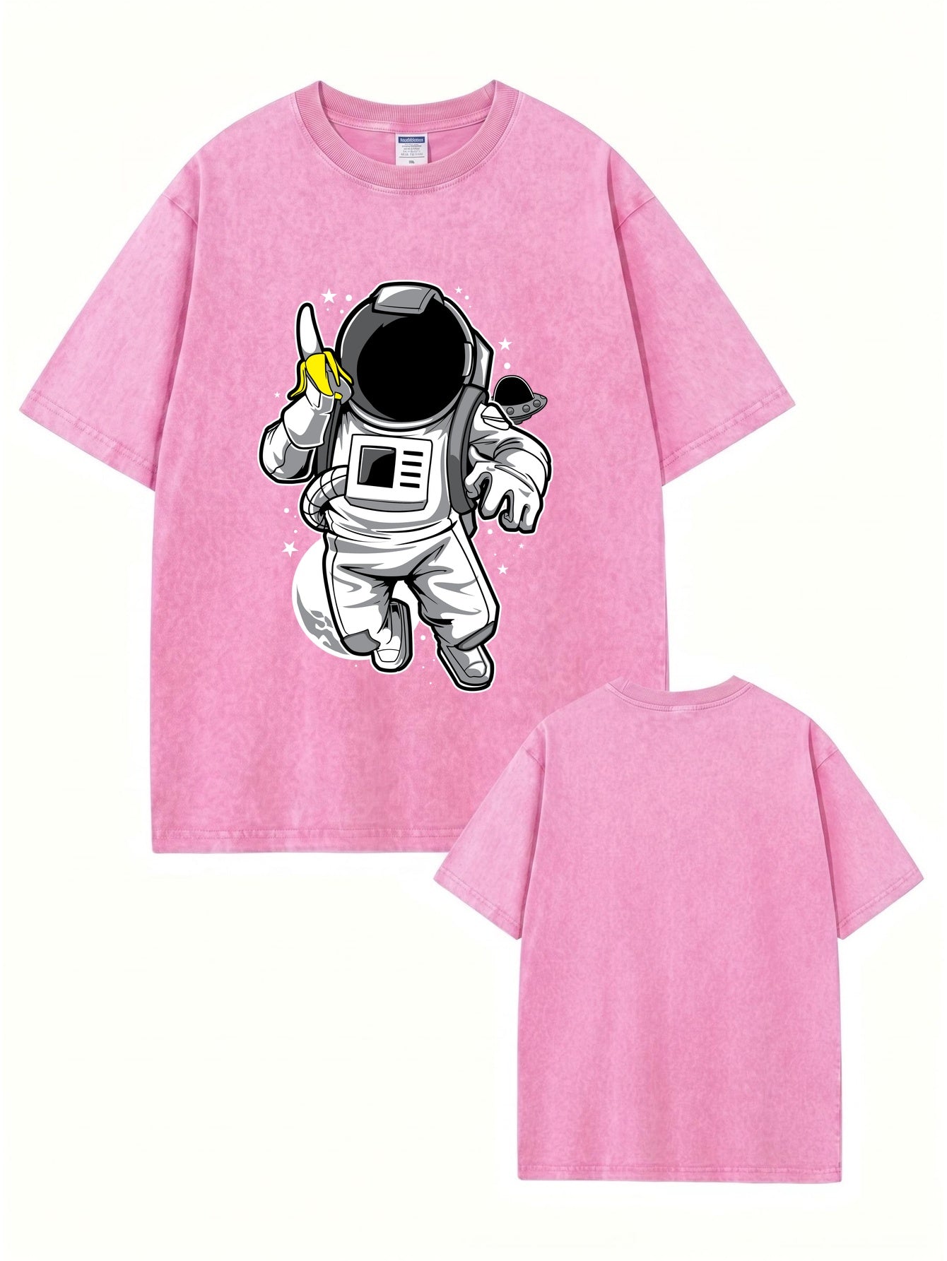 Vintage Washed Astronaut Eating Banana Graphic T-Shirt